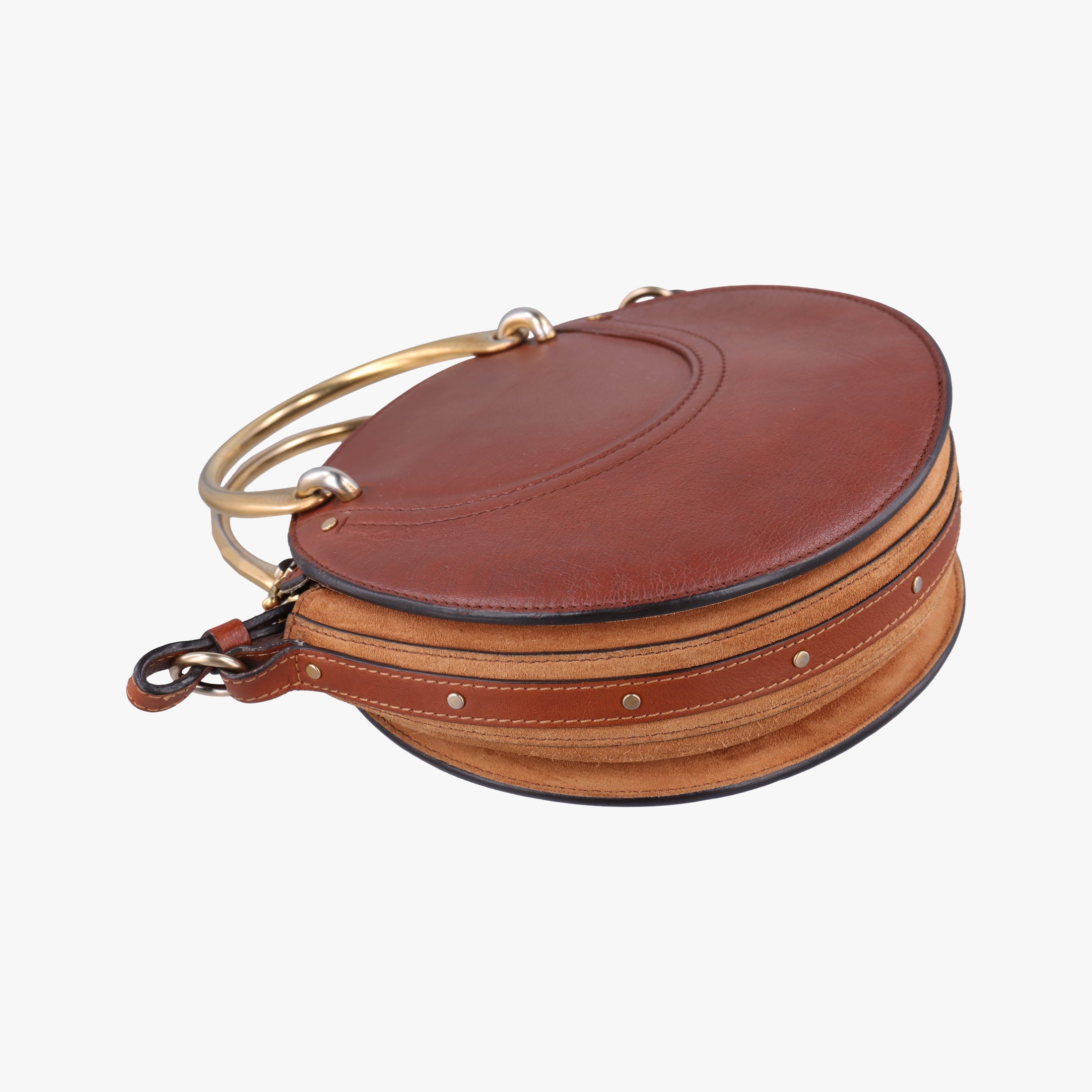 Pre-owned Chloe Small Pixie Round Top Brown × Bordeaux Leather×Suede  shoulderbag | stylenewstar