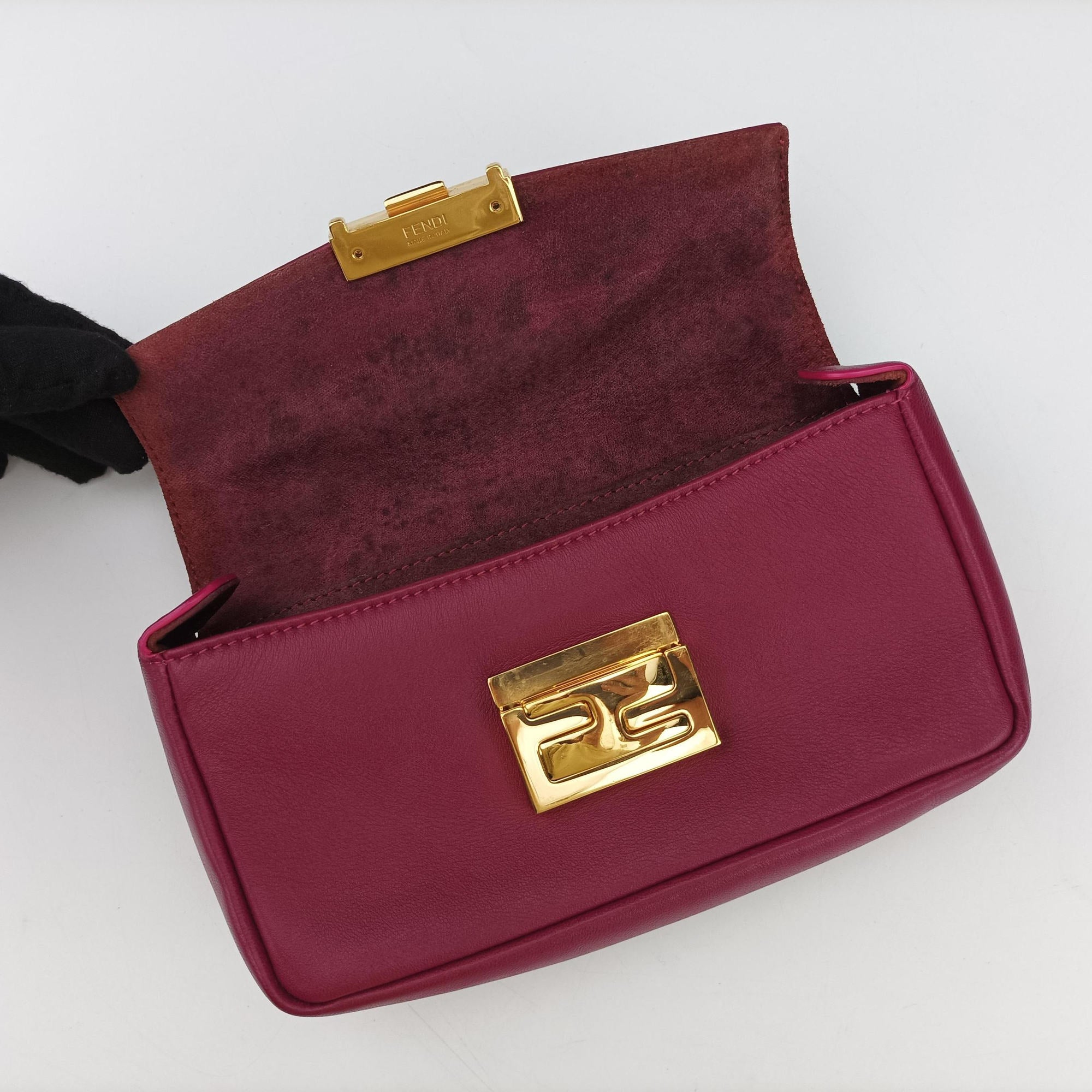 Vintage Fendi Mini Be Baguette Rose Leather 8M0315 shoulderbag | stylenewstar