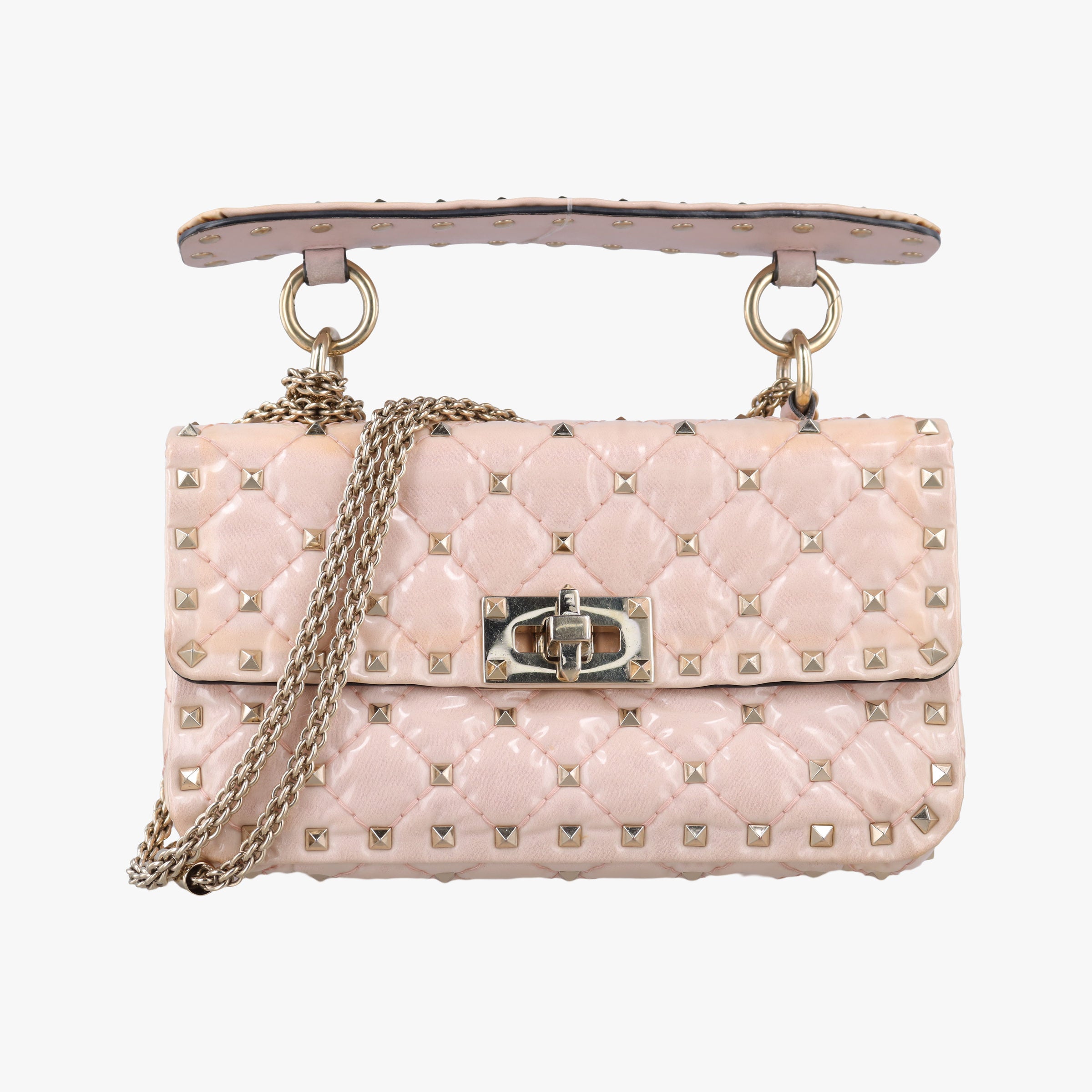 Vintage Valentino Rockstud spikes Pink pvc vinyl  shoulderbag | stylenewstar