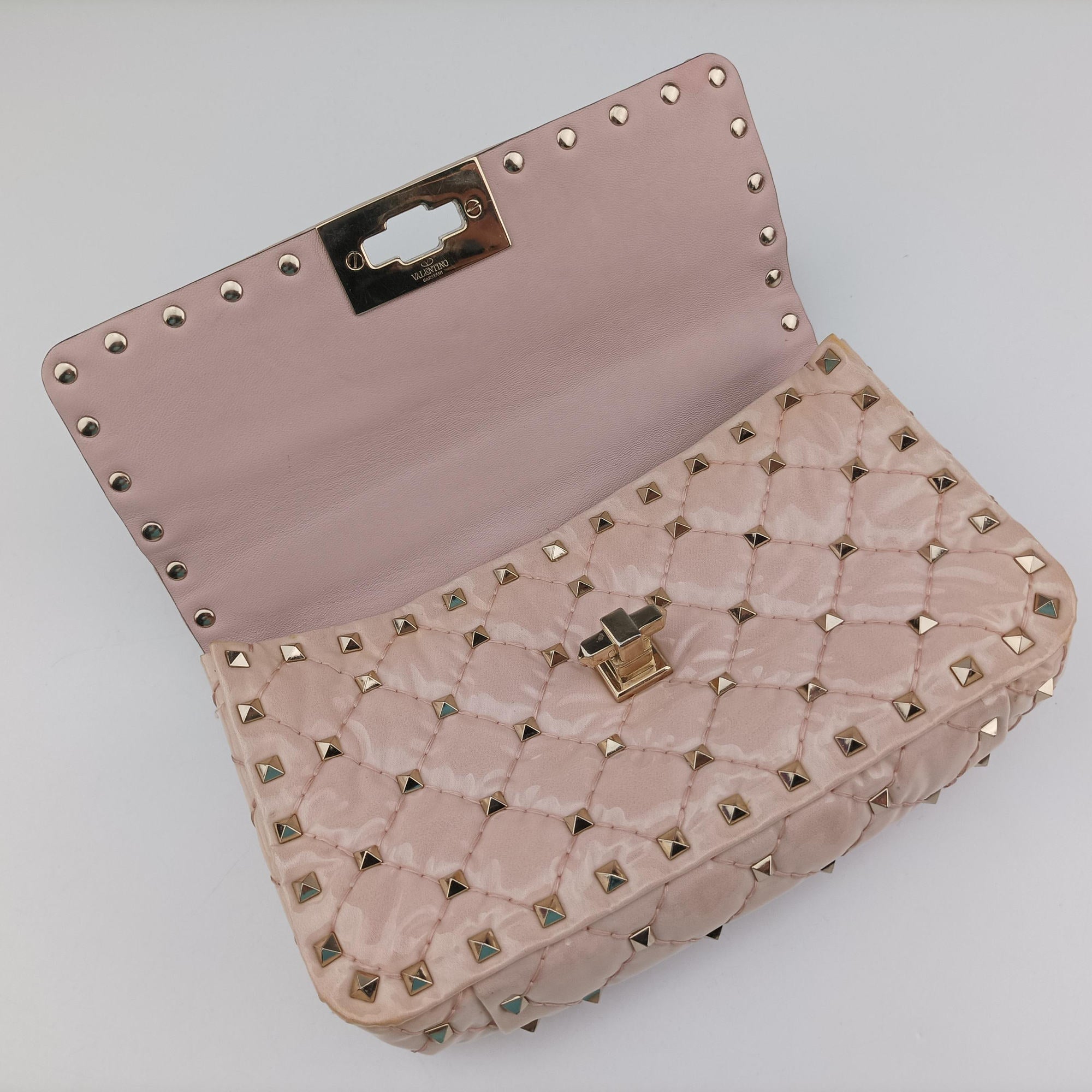 Vintage Valentino Rockstud spikes Pink pvc vinyl  shoulderbag | stylenewstar