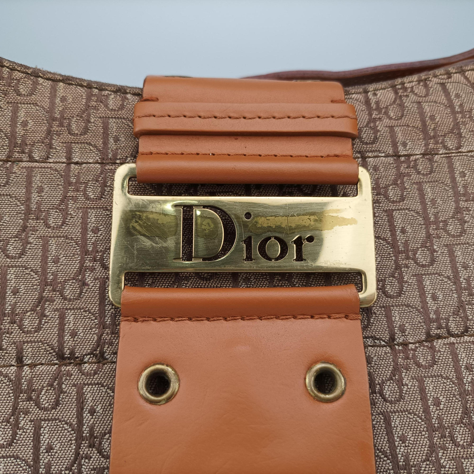 Pre-owned Christian Dior Street Chic Columbus Beige×brown canvasxleather  shoulderbag | stylenewstar