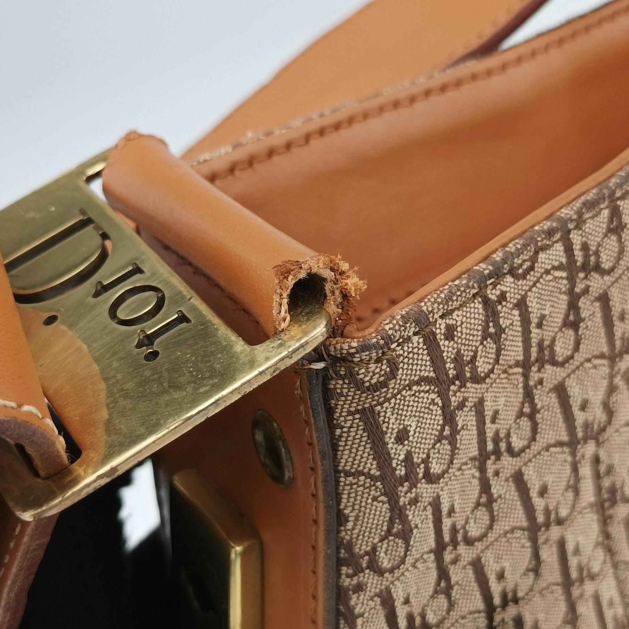 Pre-owned Christian Dior Street Chic Columbus Beige×brown canvasxleather  shoulderbag | stylenewstar