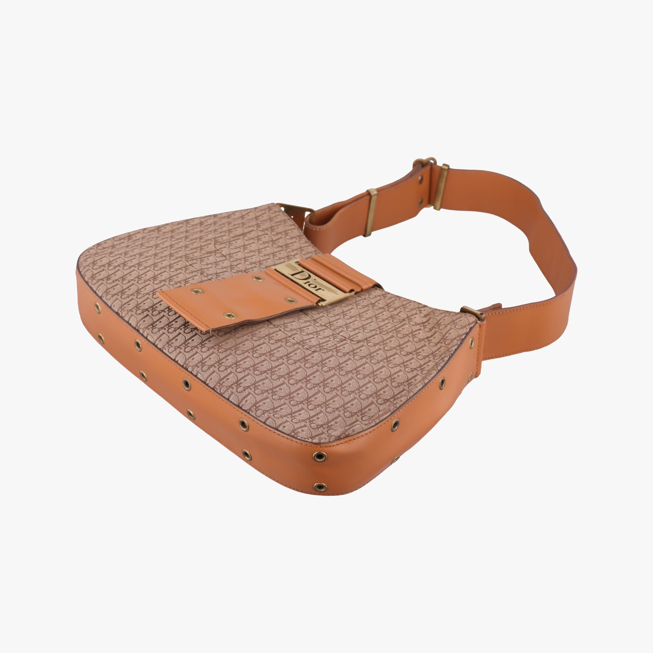 Pre-owned Christian Dior Street Chic Columbus Beige×brown canvasxleather  shoulderbag | stylenewstar