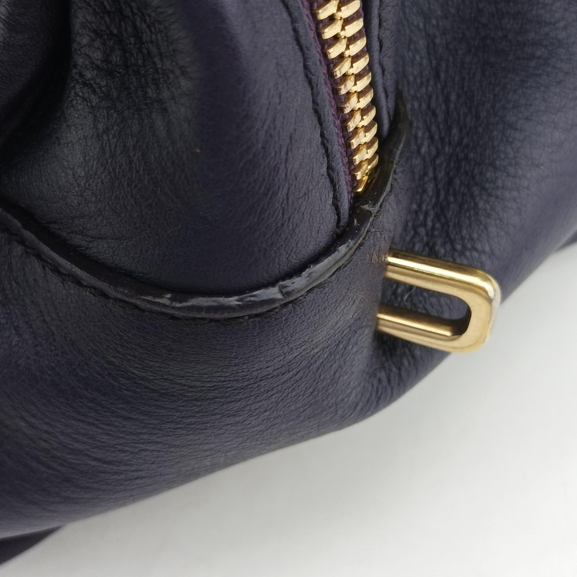 Pre-owned Loewe Amazona 36 Purple × Fluorescent Yellow Leather  handbag | stylenewstar