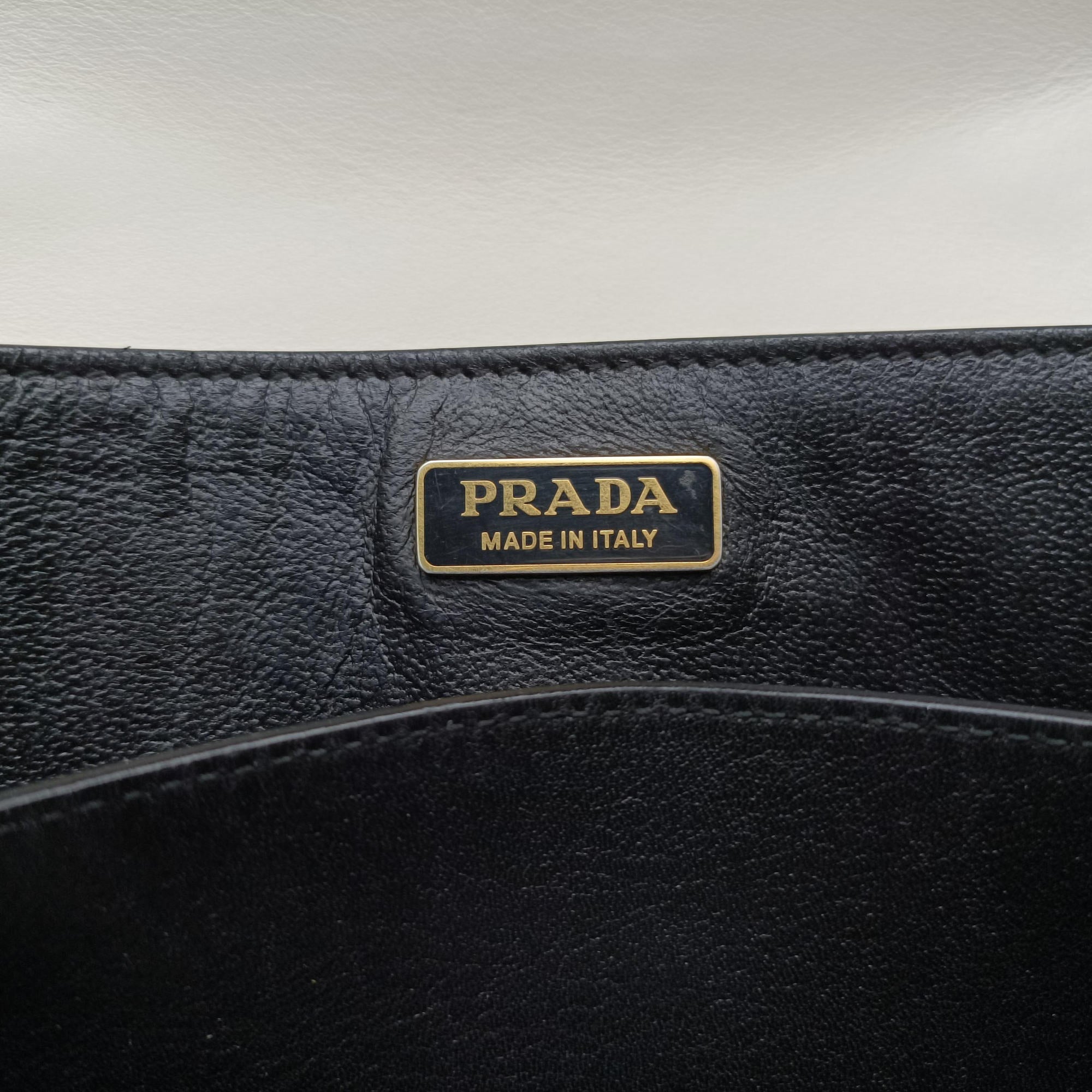 Pre-owned Prada Cahier tassen Leder Multicolour Leather×Denim 1BD045 shoulderbag | stylenewstar