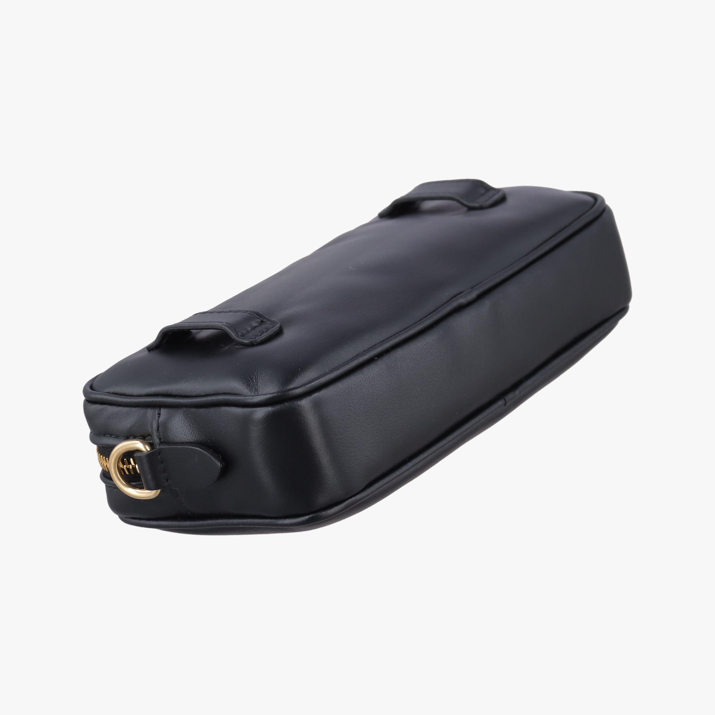 Pre-owned Miu Miu logo Black leather  bum bag/waist bag | stylenewstar