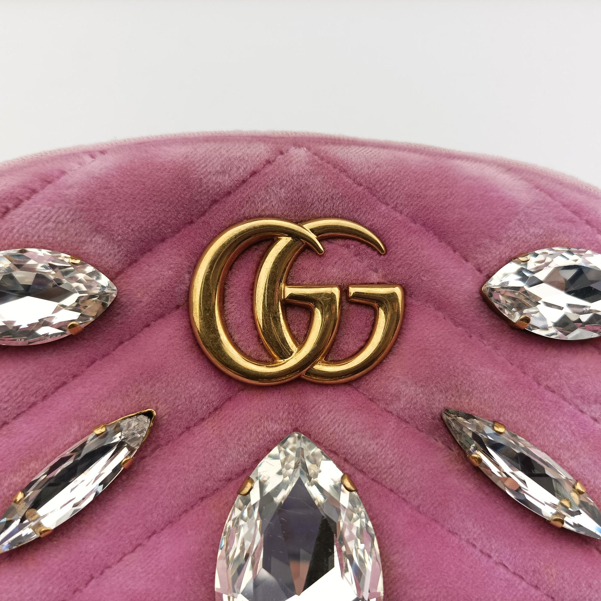 Pre-owned Gucci GG Marmont Pink velour 476434 bum bag/waist bag | stylenewstar