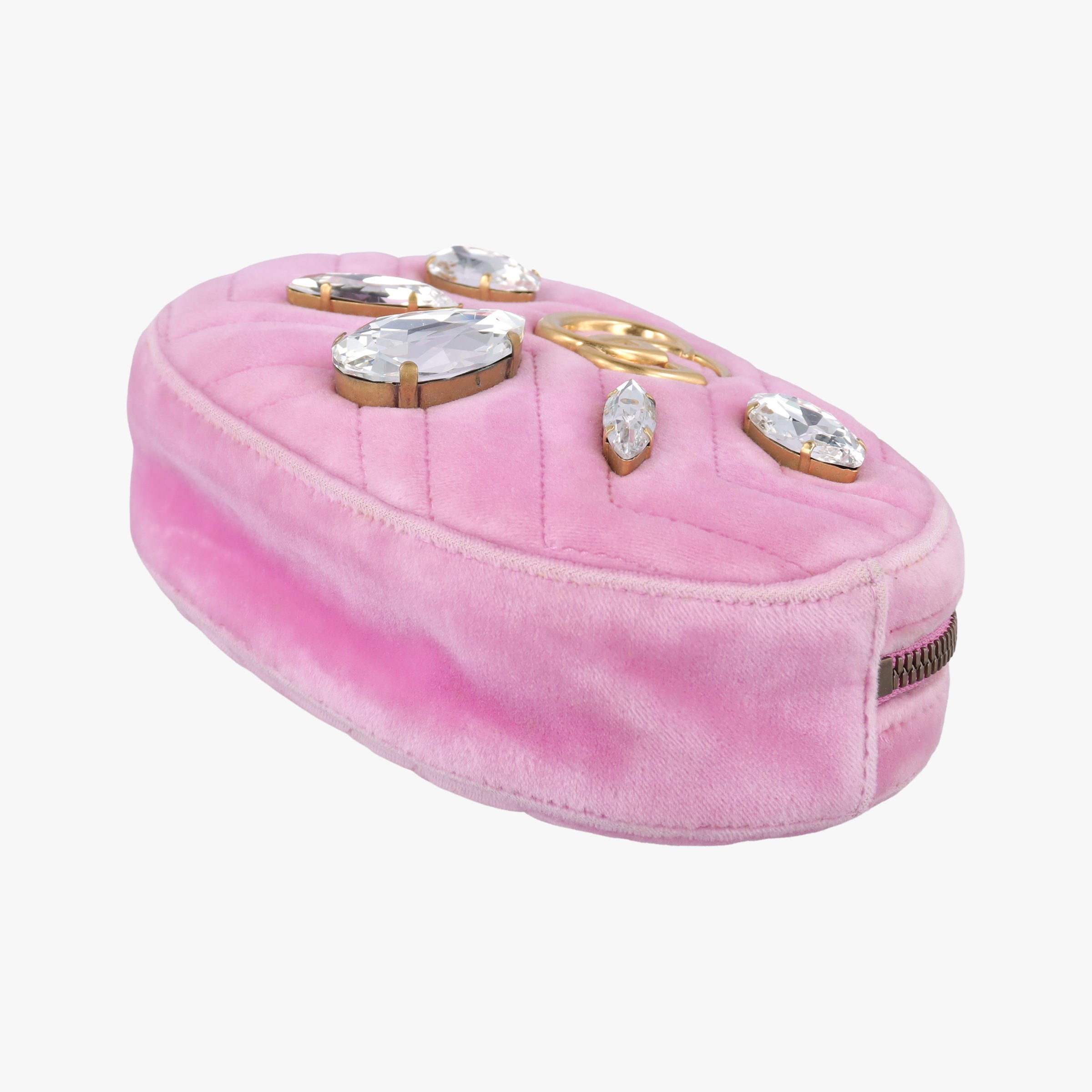 Pre-owned Gucci GG Marmont Pink velour 476434 bum bag/waist bag | stylenewstar