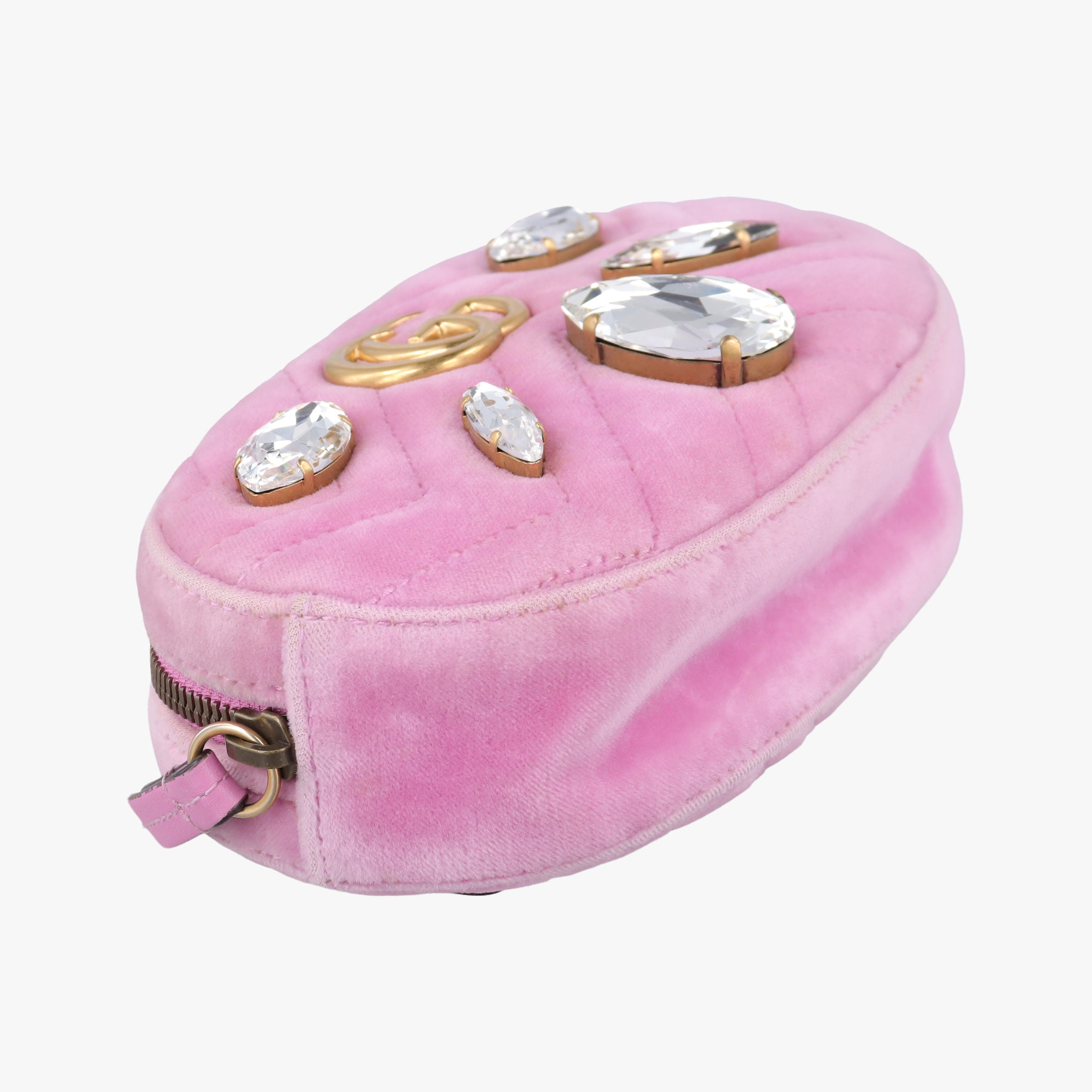 Pre-owned Gucci GG Marmont Pink velour 476434 bum bag/waist bag | stylenewstar