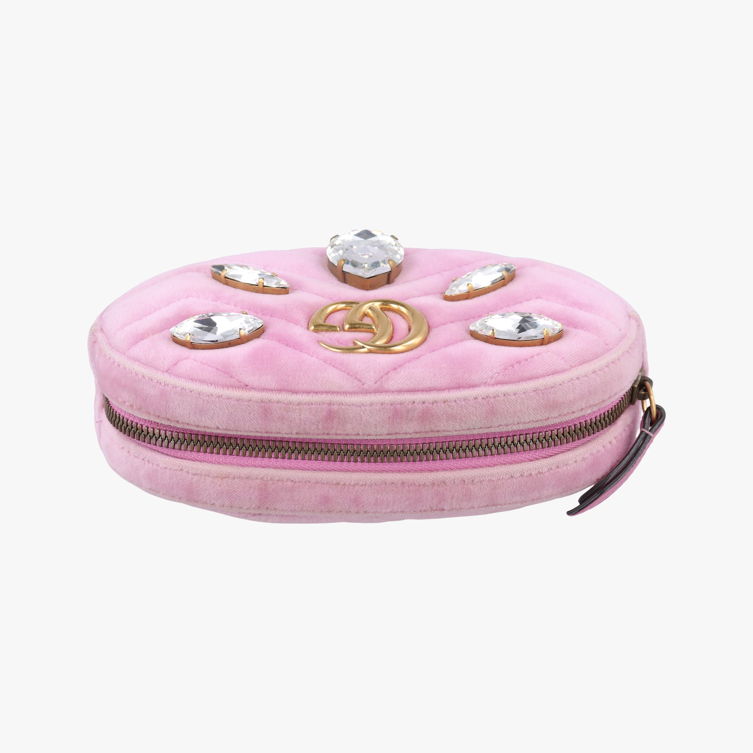 Pre-owned Gucci GG Marmont Pink velour 476434 bum bag/waist bag | stylenewstar