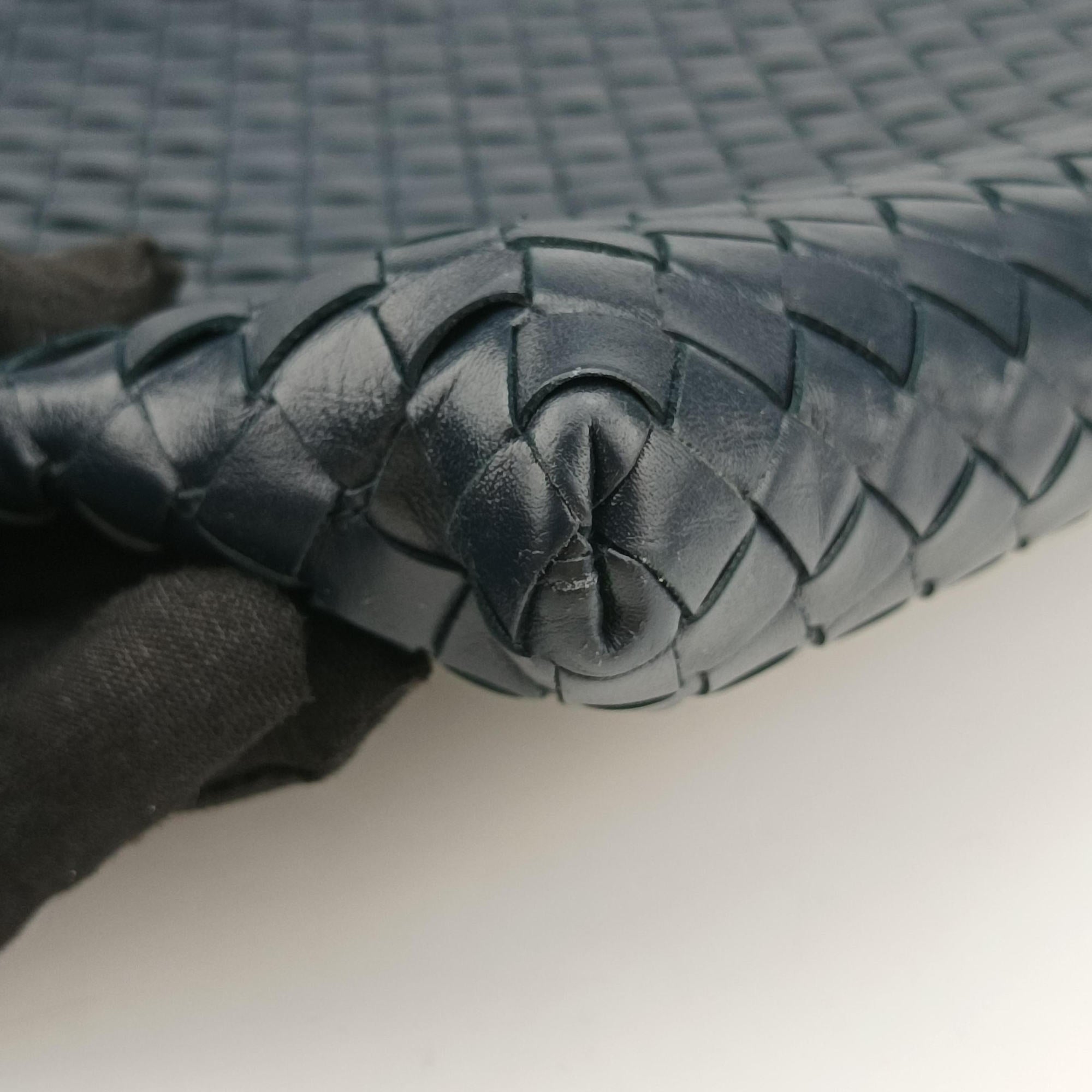 Pre-owned Bottega Veneta Intrecciato Navy lambskin  shoulderbag | stylenewstar