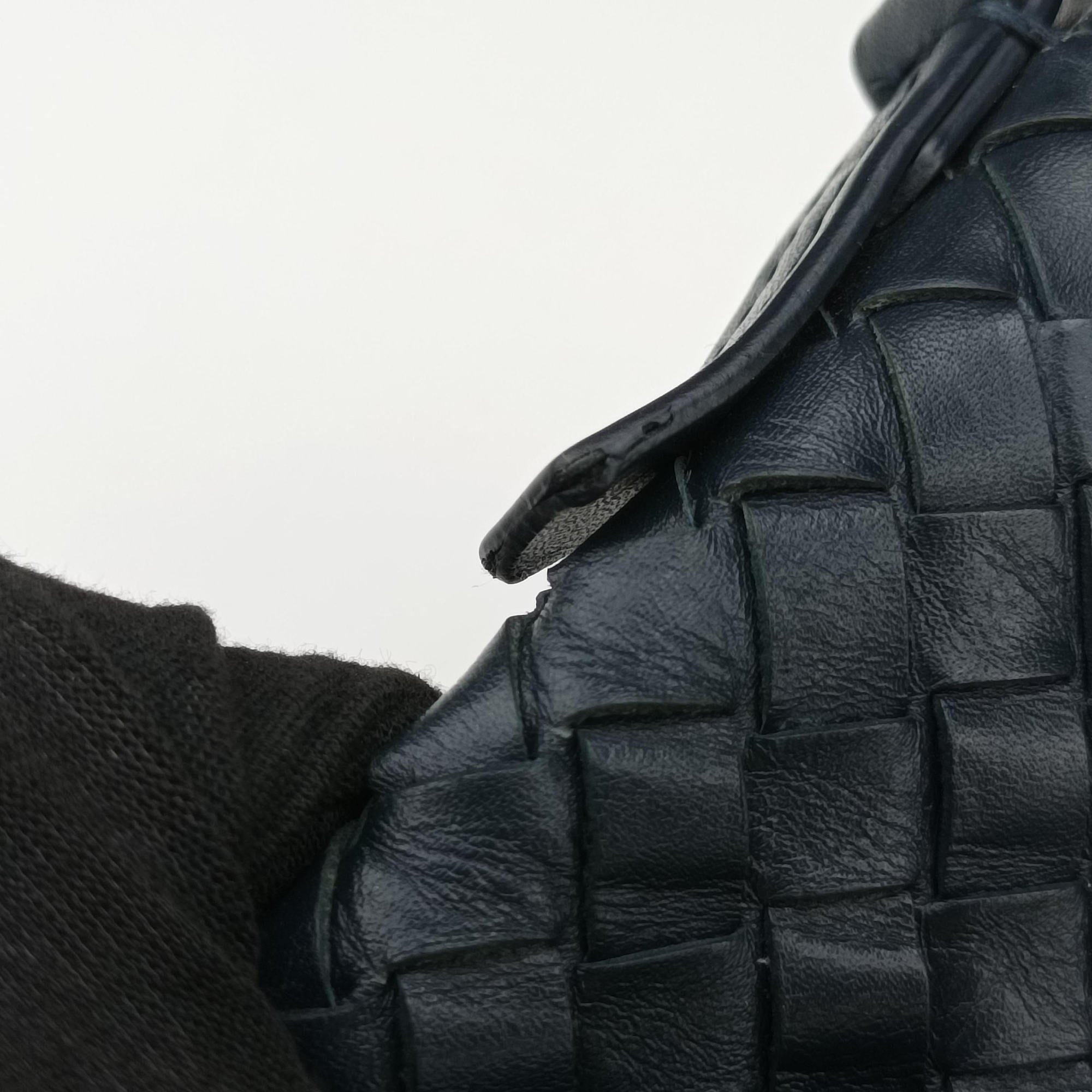 Pre-owned Bottega Veneta Intrecciato Navy lambskin  shoulderbag | stylenewstar