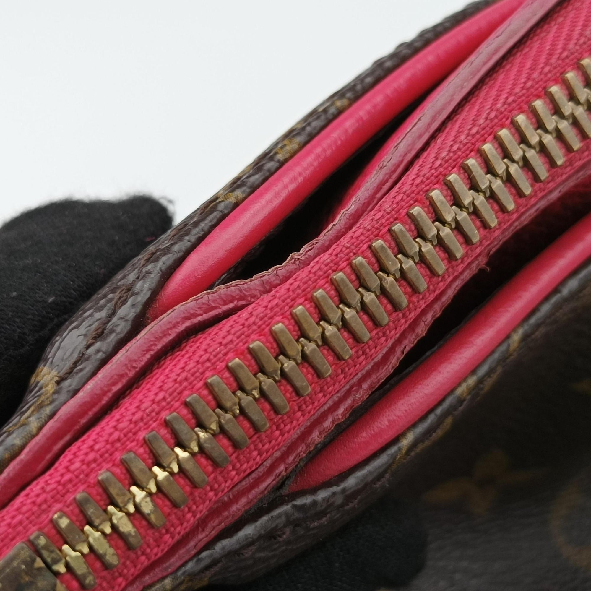 Pre-owned Louis Vuitton PALLAS brown×SAFRAN Monogram Canvas×calf leather M40929 shoulderbag | stylenewstar