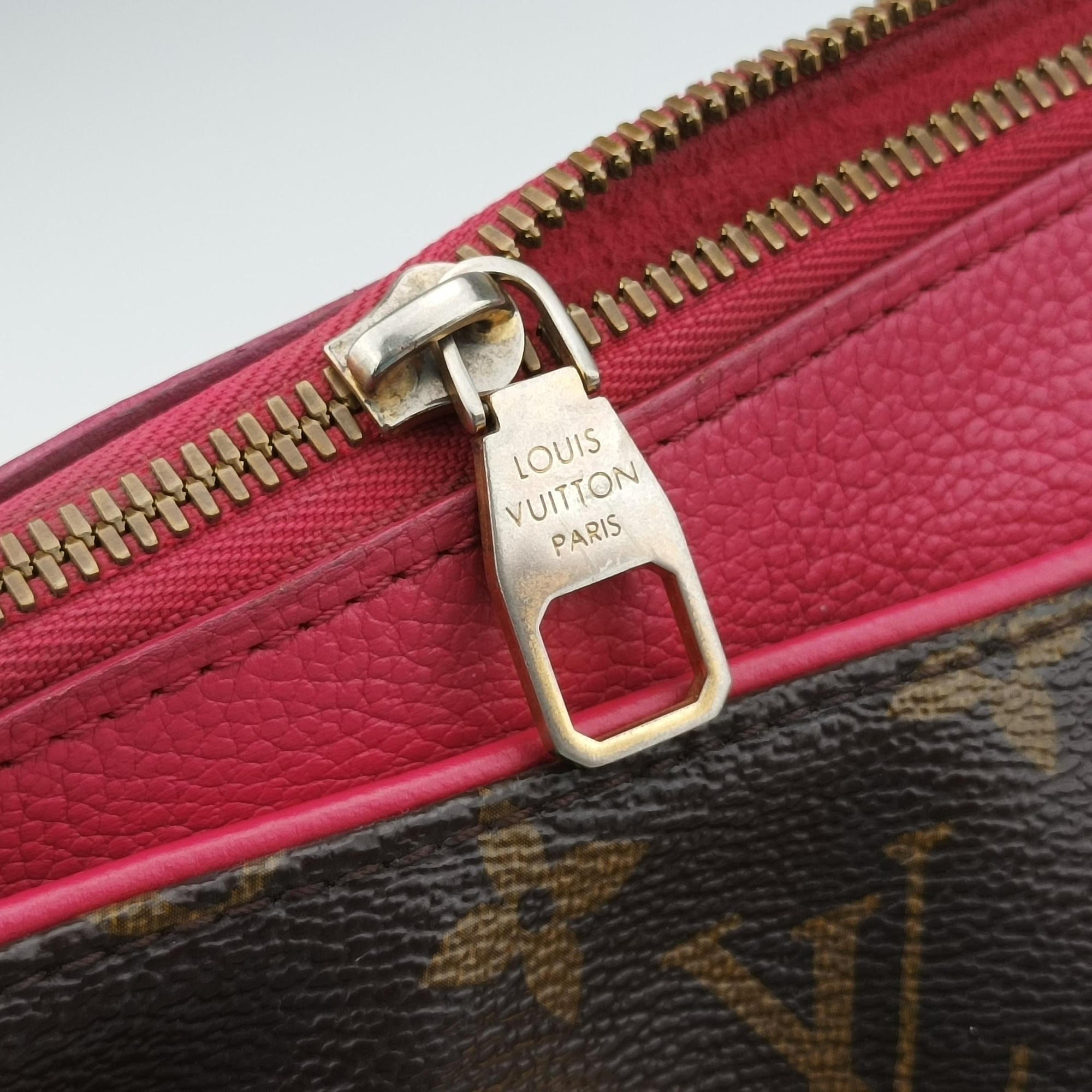Pre-owned Louis Vuitton PALLAS brown×SAFRAN Monogram Canvas×calf leather M40929 shoulderbag | stylenewstar
