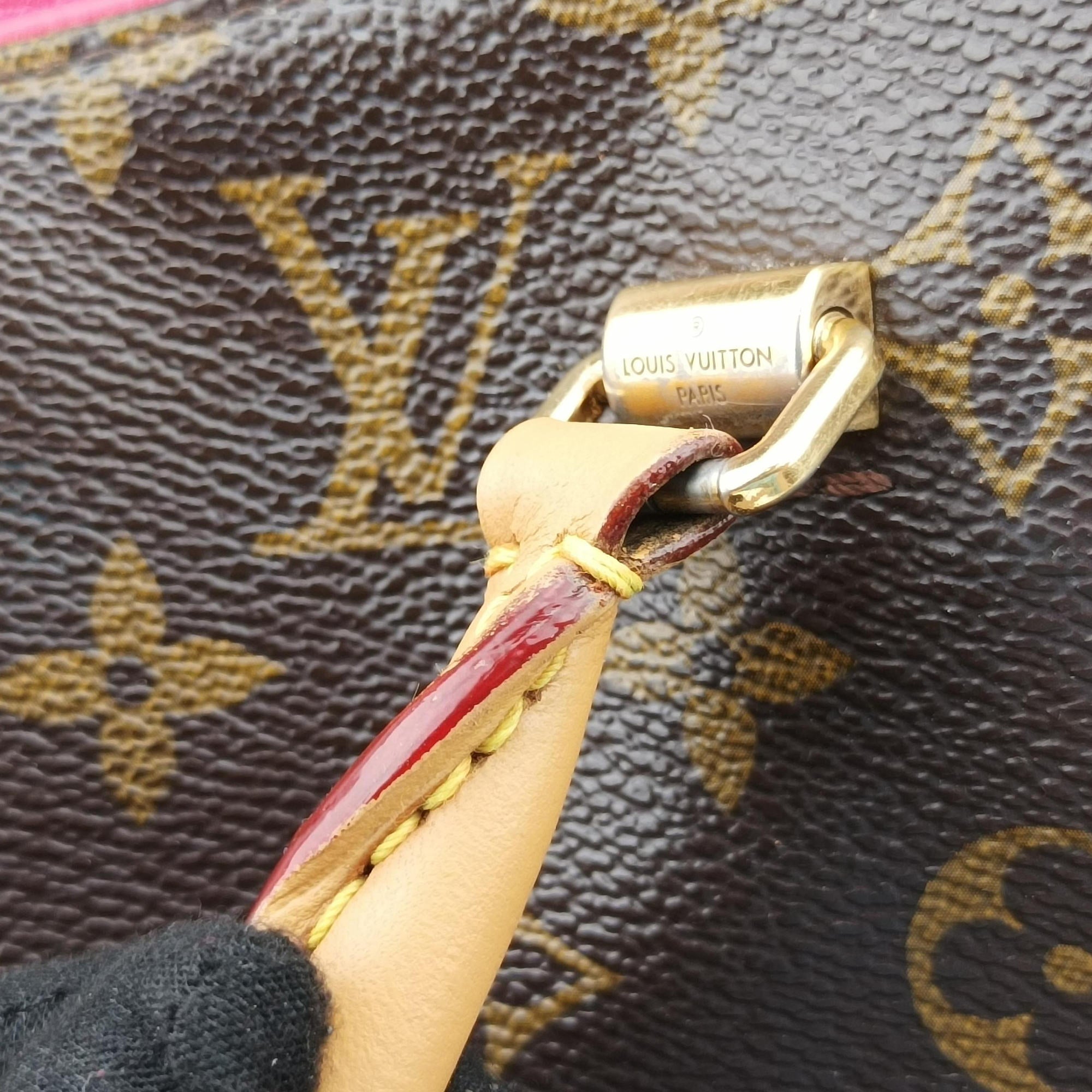 Pre-owned Louis Vuitton PALLAS brown×SAFRAN Monogram Canvas×calf leather M40929 shoulderbag | stylenewstar