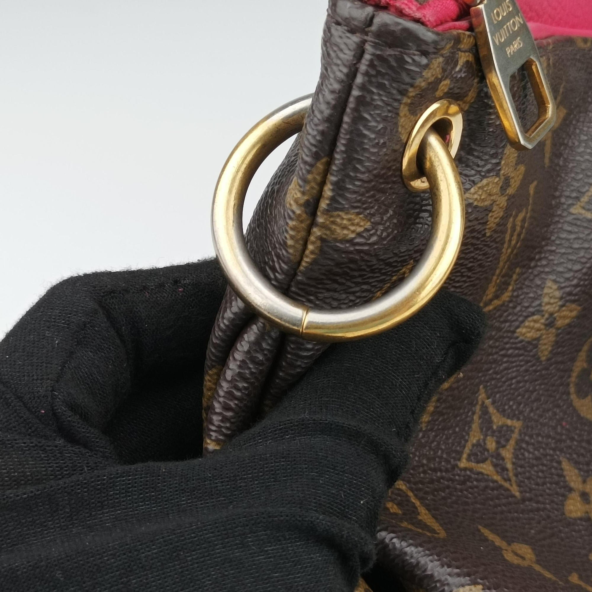 Pre-owned Louis Vuitton PALLAS brown×SAFRAN Monogram Canvas×calf leather M40929 shoulderbag | stylenewstar