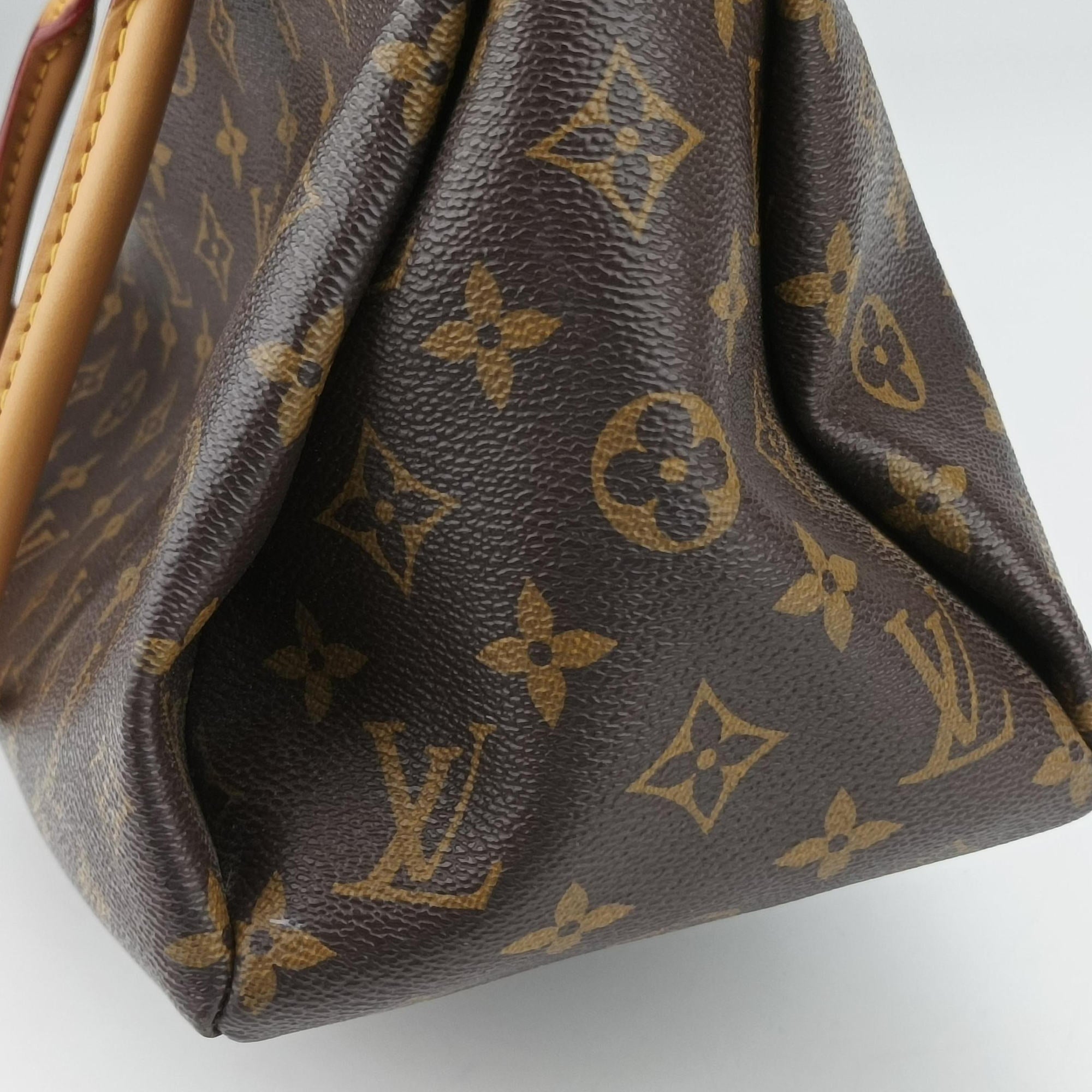 Pre-owned Louis Vuitton PALLAS brown×SAFRAN Monogram Canvas×calf leather M40929 shoulderbag | stylenewstar