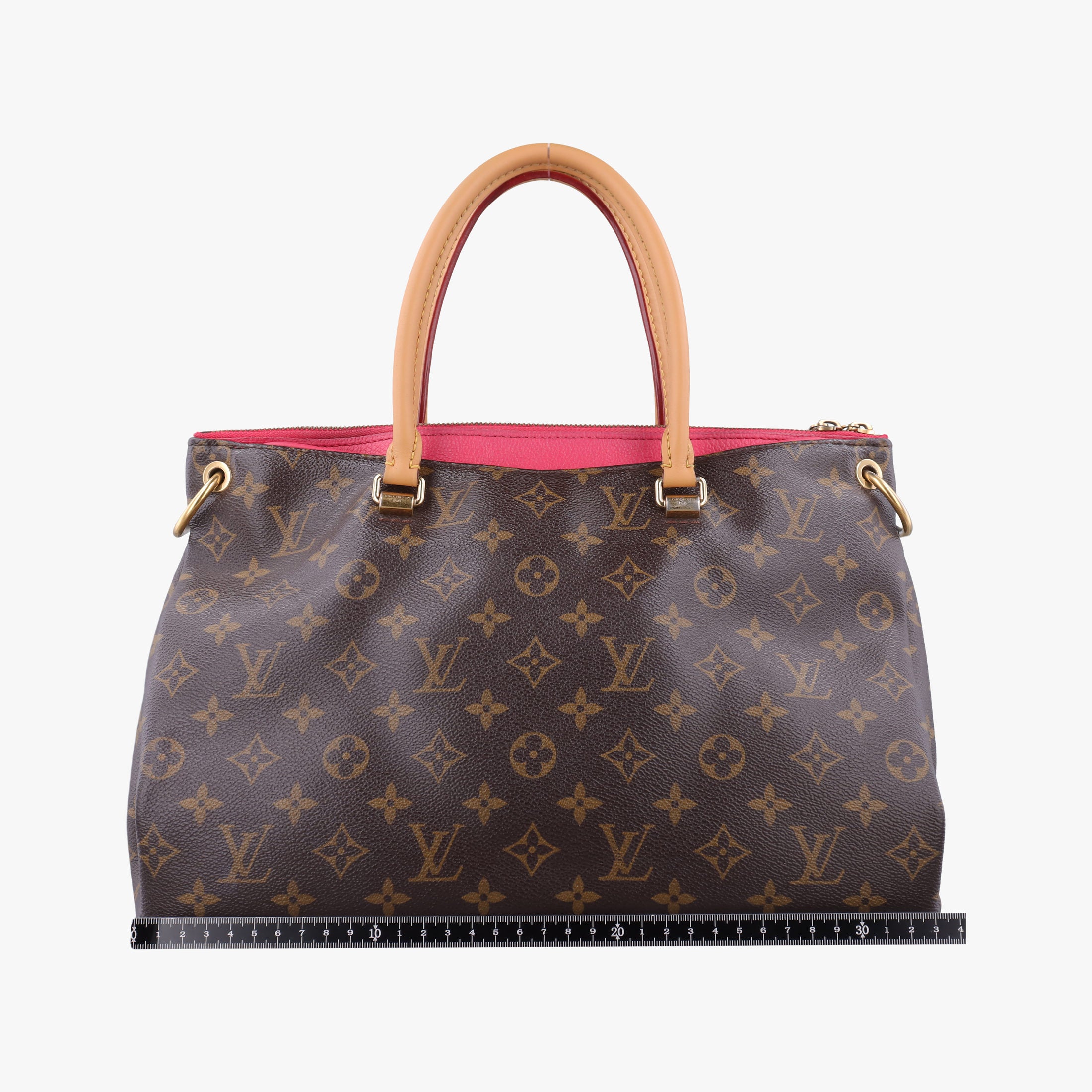 Pre-owned Louis Vuitton PALLAS brown×SAFRAN Monogram Canvas×calf leather M40929 shoulderbag | stylenewstar