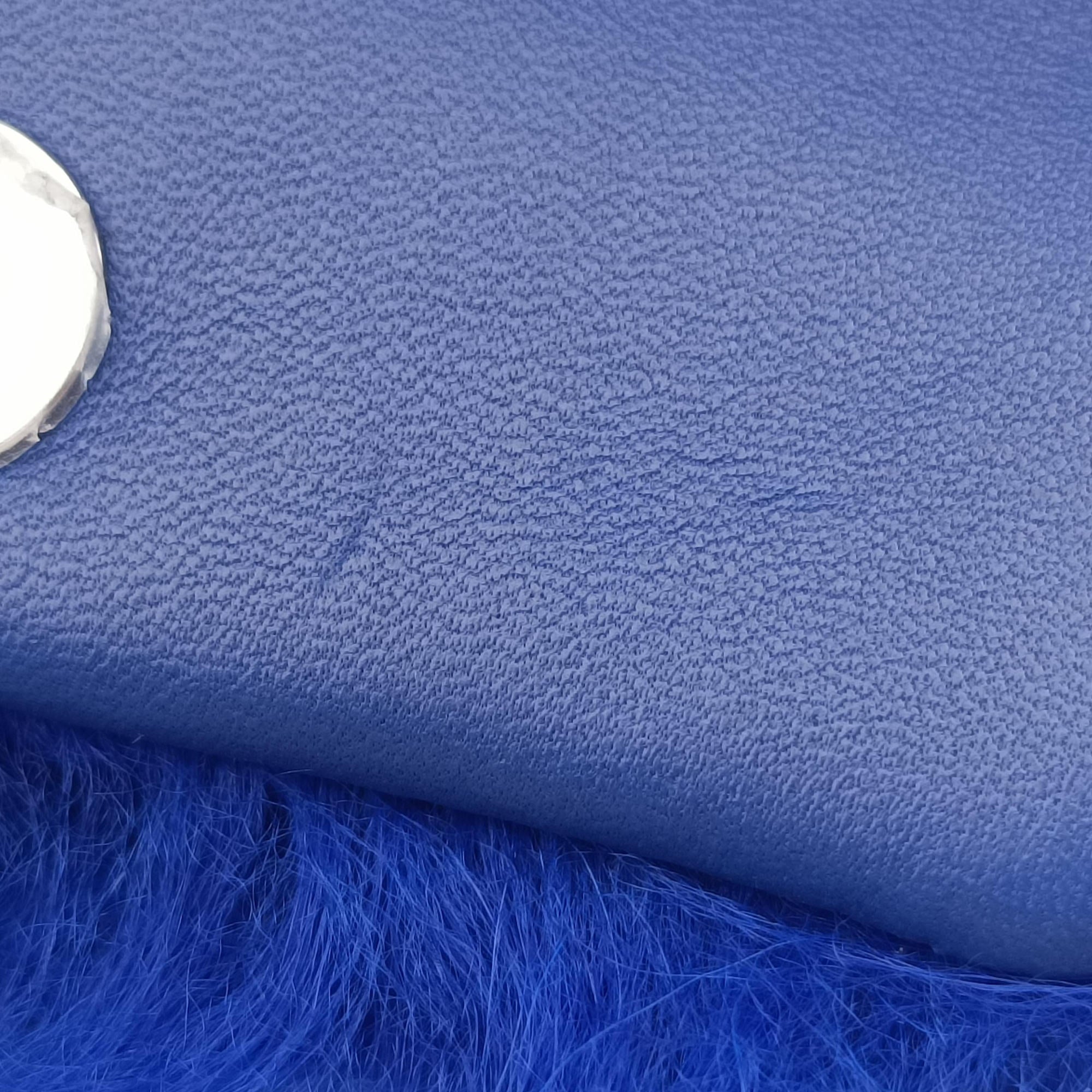 Secondhand Chanel Shearling CC Hook Card Holder Blue wool AP2397 handbag | stylenewstar