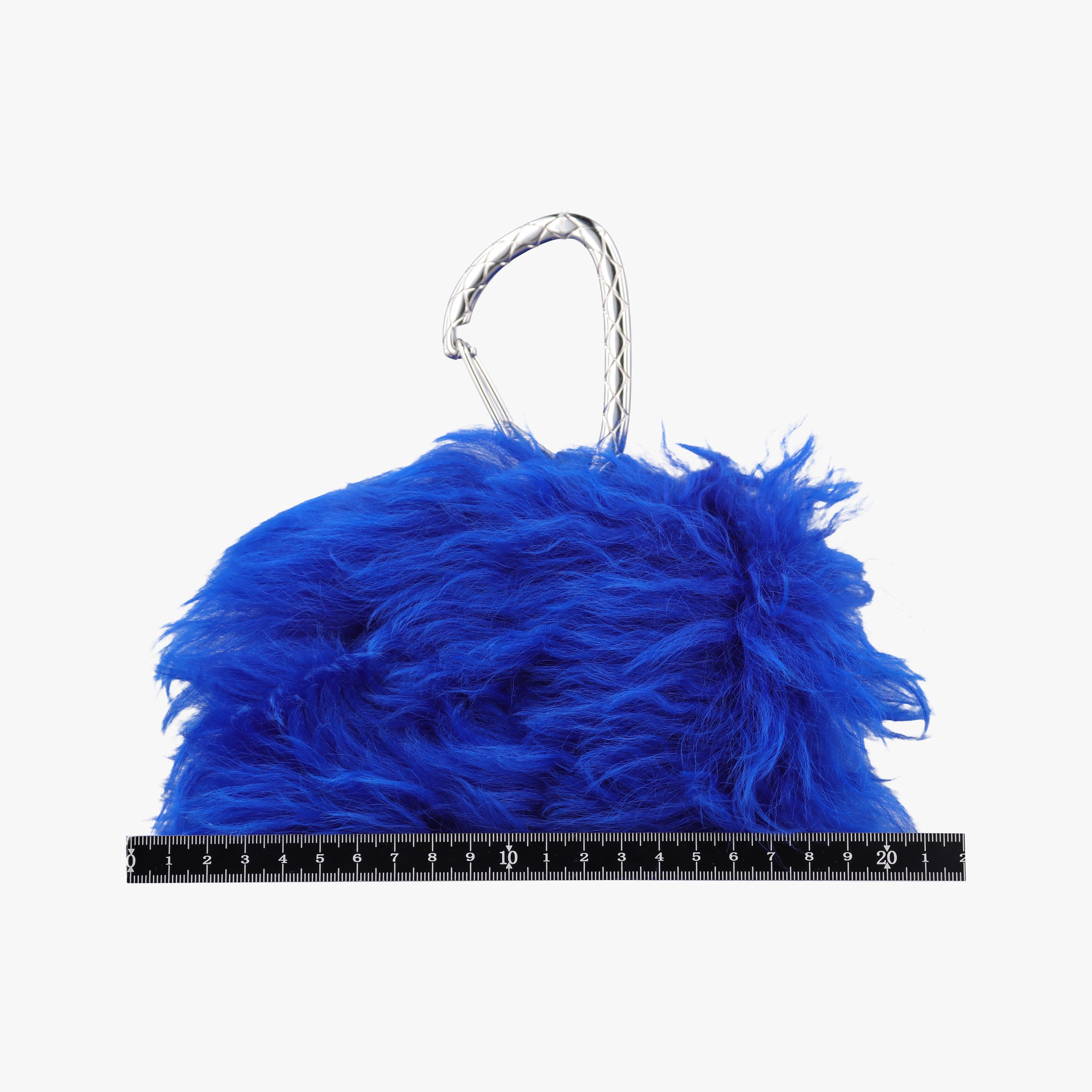 Secondhand Chanel Shearling CC Hook Card Holder Blue wool AP2397 handbag | stylenewstar
