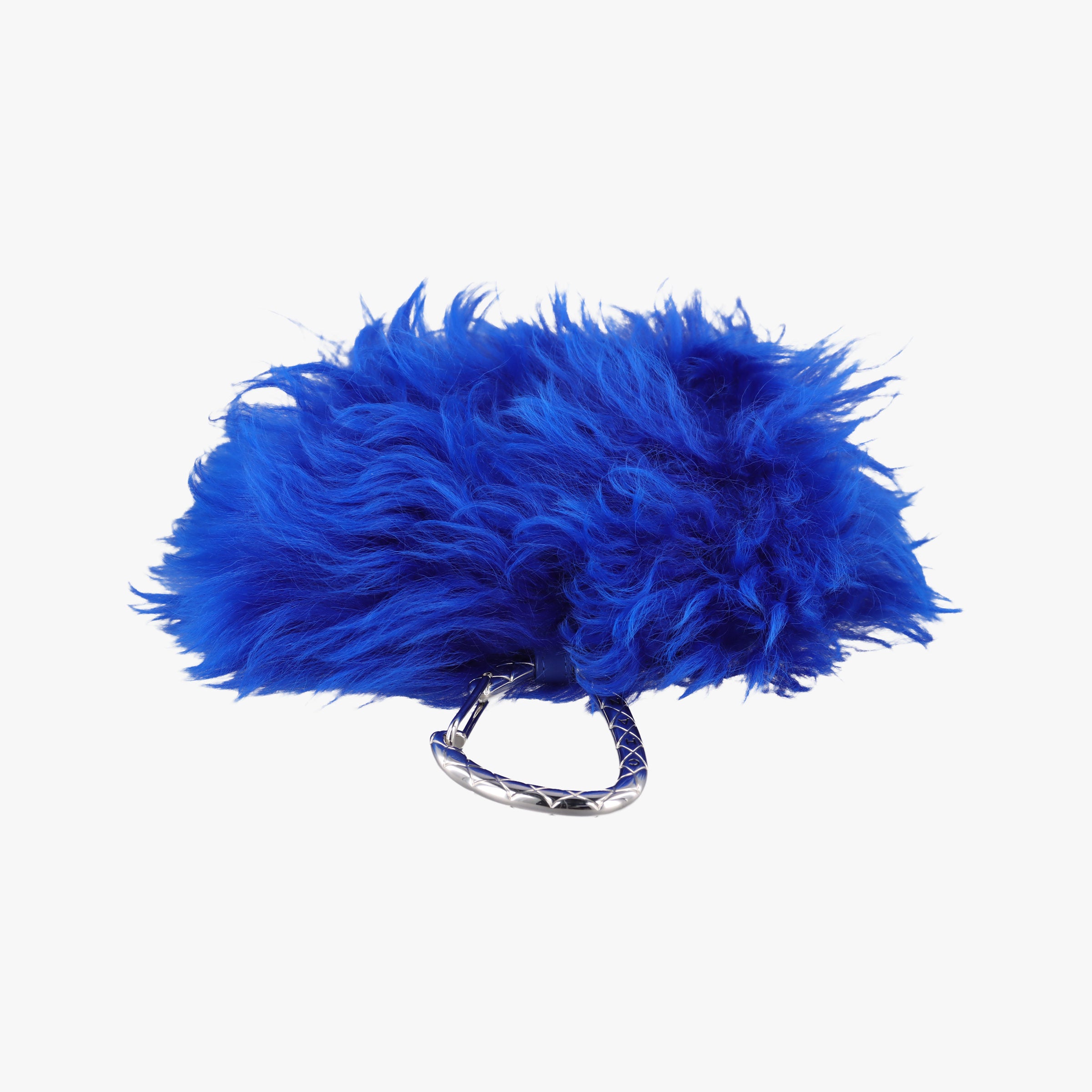 Secondhand Chanel Shearling CC Hook Card Holder Blue wool AP2397 handbag | stylenewstar