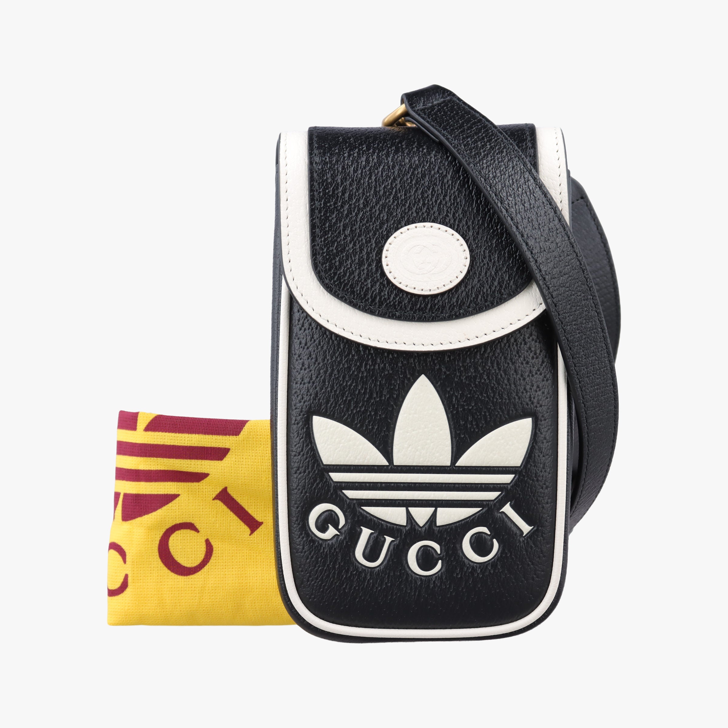 Pre-owned Gucci Gucci ×adidas Mini Black Leather 721794 shoulderbag | stylenewstar