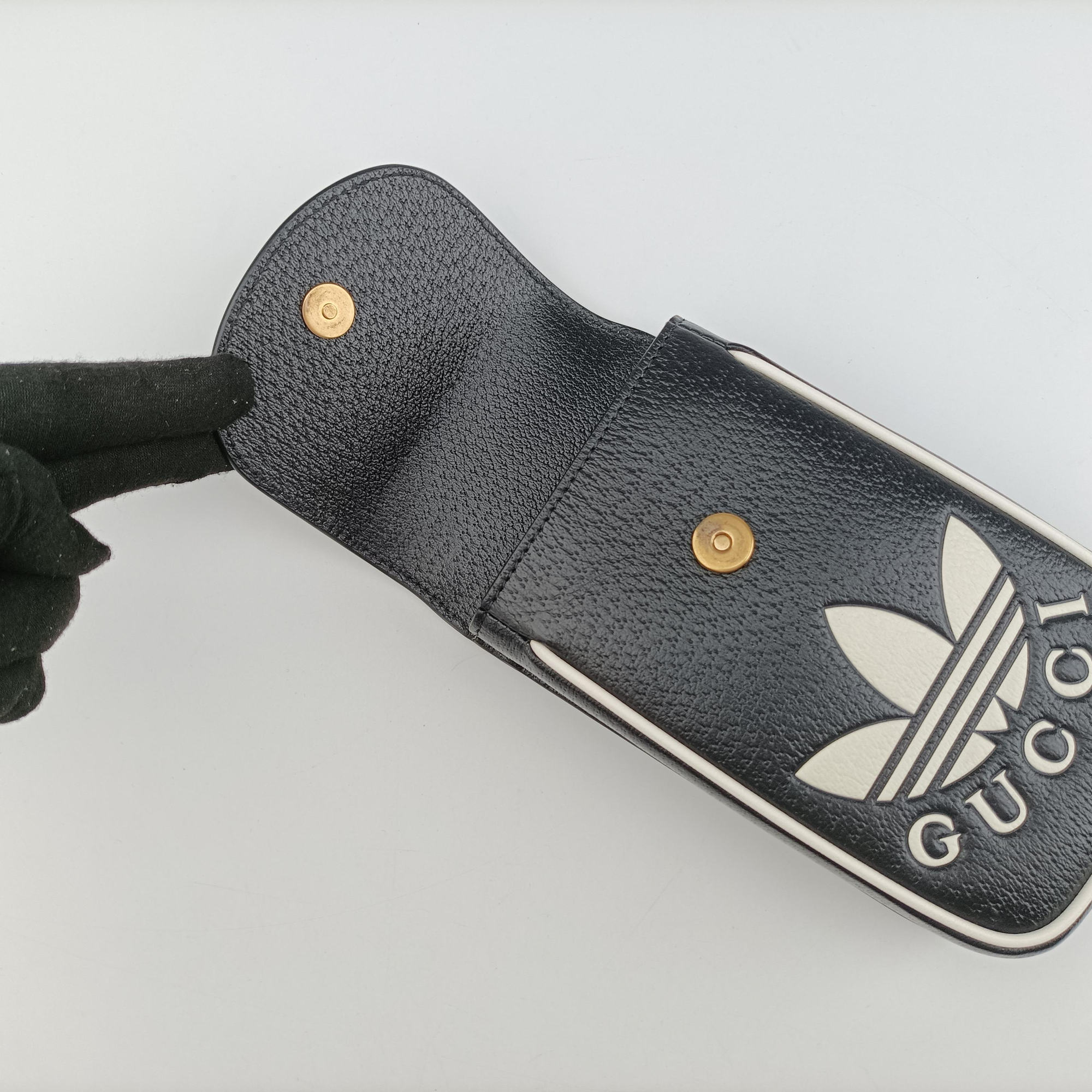 Pre-owned Gucci Gucci ×adidas Mini Black Leather 721794 shoulderbag | stylenewstar