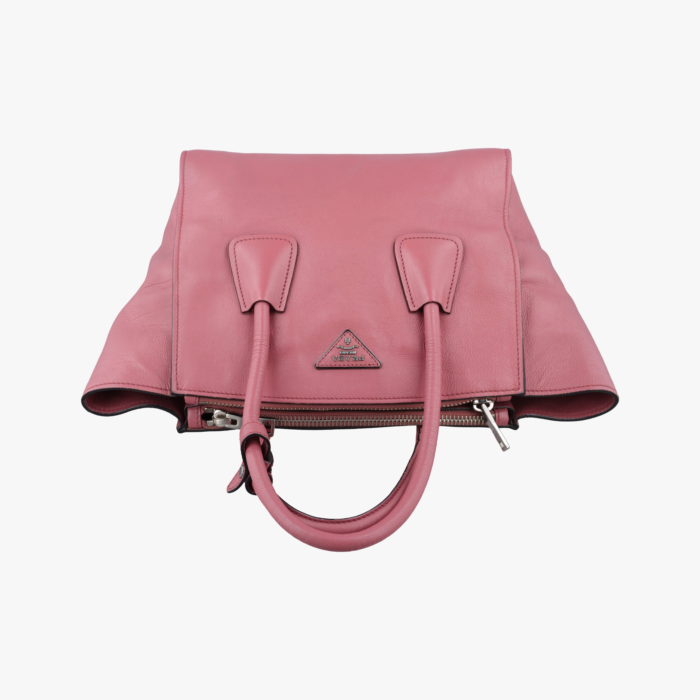 Pre-owned Prada Twin Pocket Winged Tote Pink Leather BN2619 shoulderbag | stylenewstar