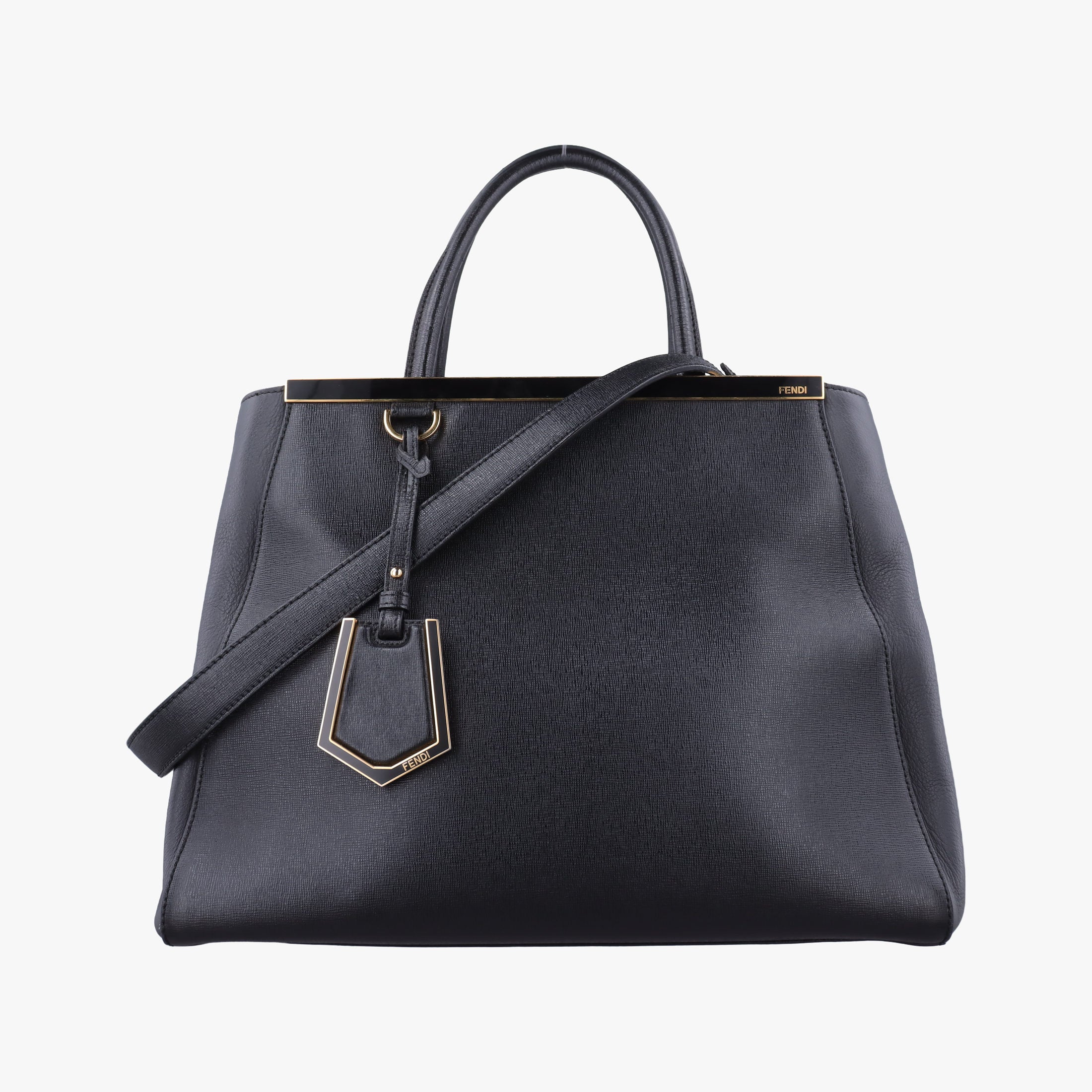 Pre-owned Fendi 2 JOURS Black Leather 8BH250 shoulderbag | stylenewstar
