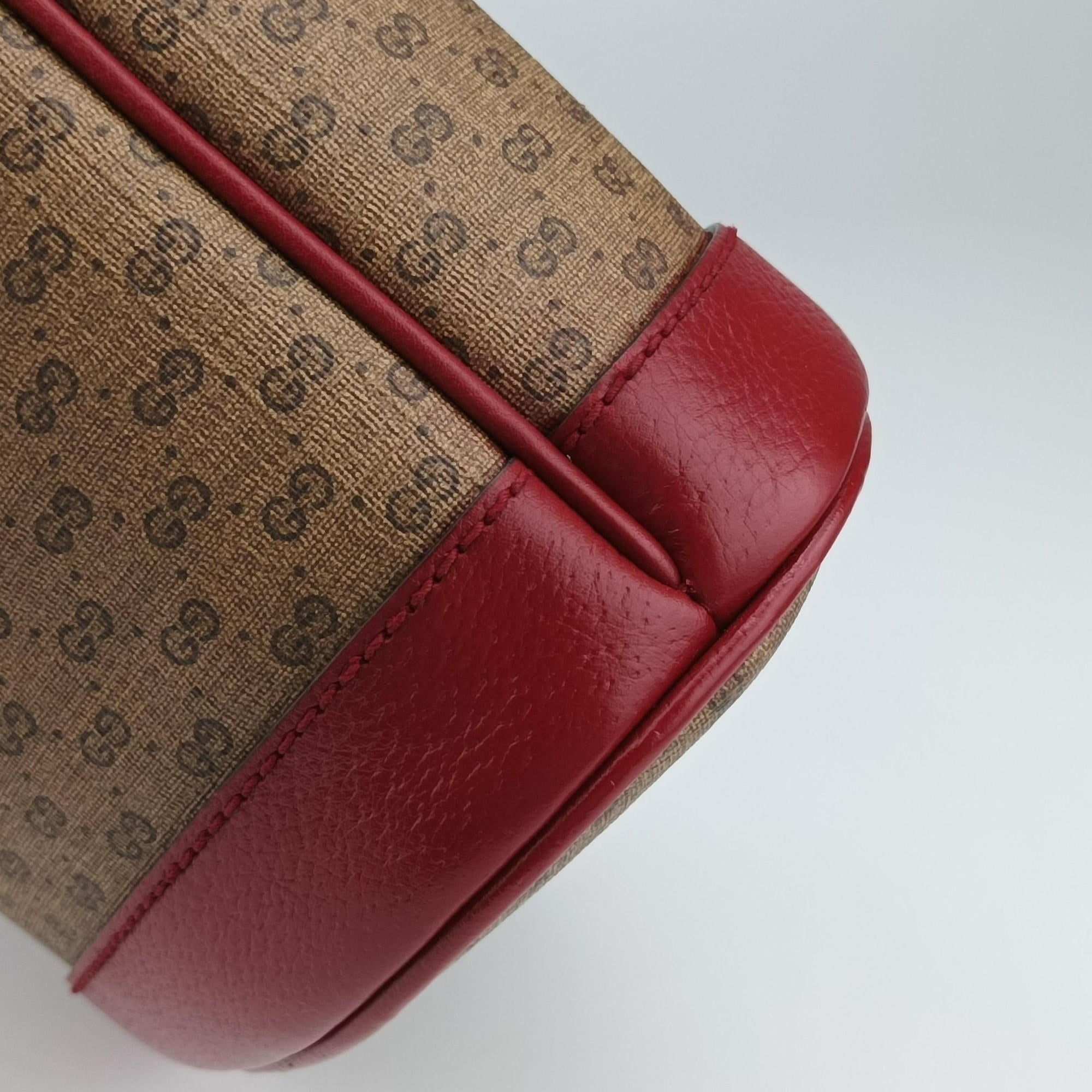 Pre-owned Gucci Doraemon collaboration Brown x red PVC coated canvas×Leather 655597 shoulderbag | stylenewstar