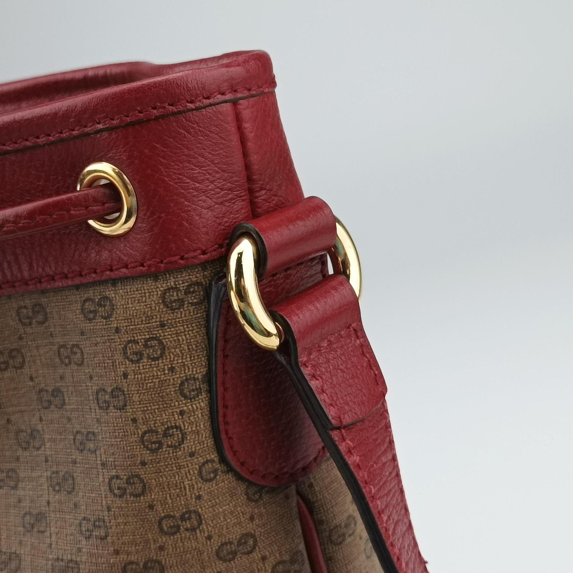 Pre-owned Gucci Doraemon collaboration Brown x red PVC coated canvas×Leather 655597 shoulderbag | stylenewstar