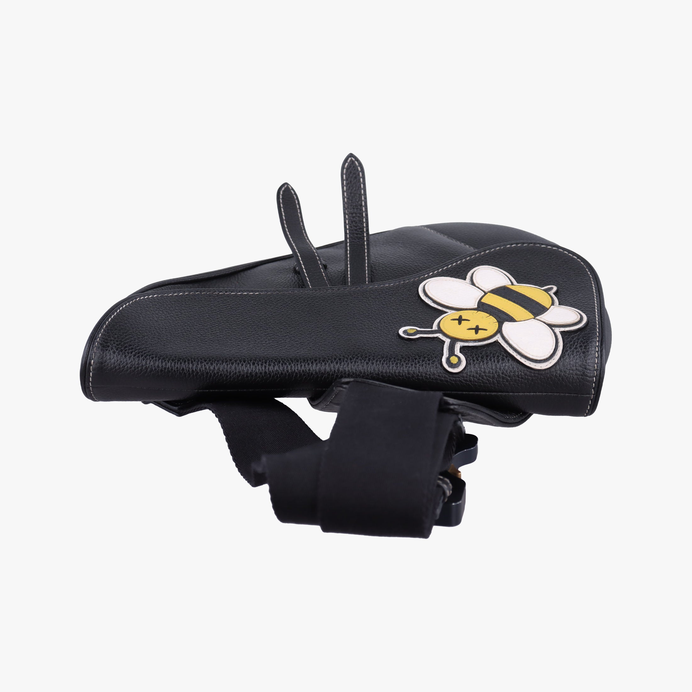 Secondhand Christian Dior Saddle KAWS  Bee Black Leather  bum bag/waist bag | stylenewstar