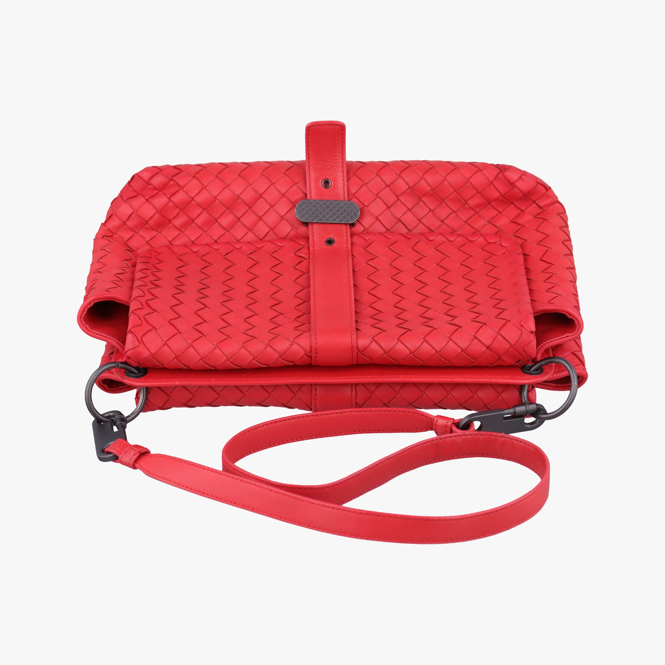 Pre-owned Bottega Veneta Intrecciato Red lambskin  shoulderbag | stylenewstar