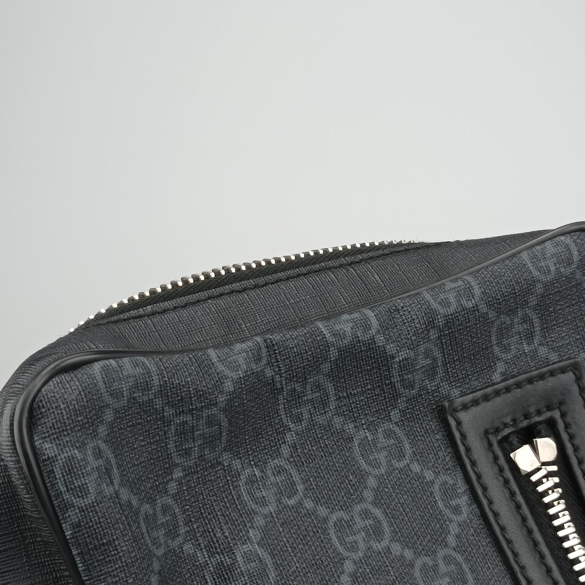 Pre-owned Gucci GG Supreme Navy x Black PVC coated canvas 478325 bum bag/waist bag | stylenewstar