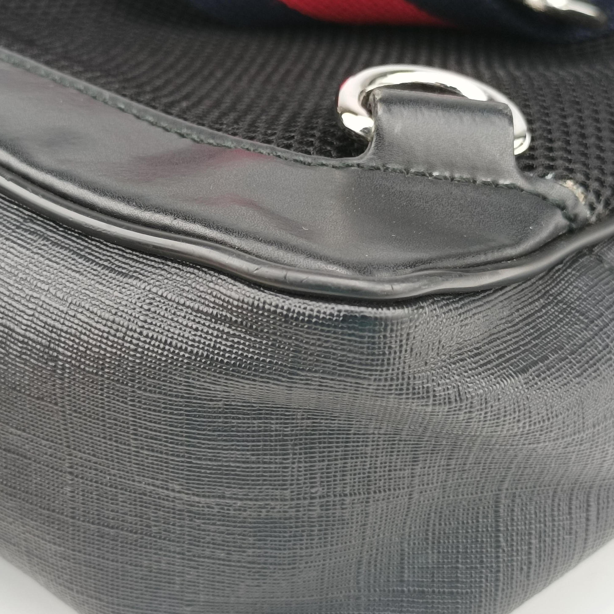 Pre-owned Gucci GG Supreme Navy x Black PVC coated canvas 478325 bum bag/waist bag | stylenewstar
