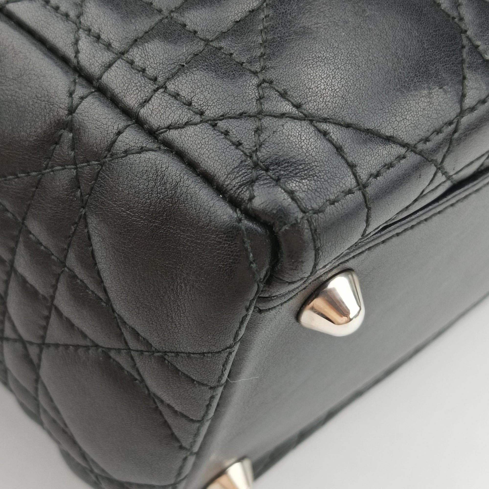Pre-owned Christian Dior Lady Dior Black lambskin  shoulderbag | stylenewstar