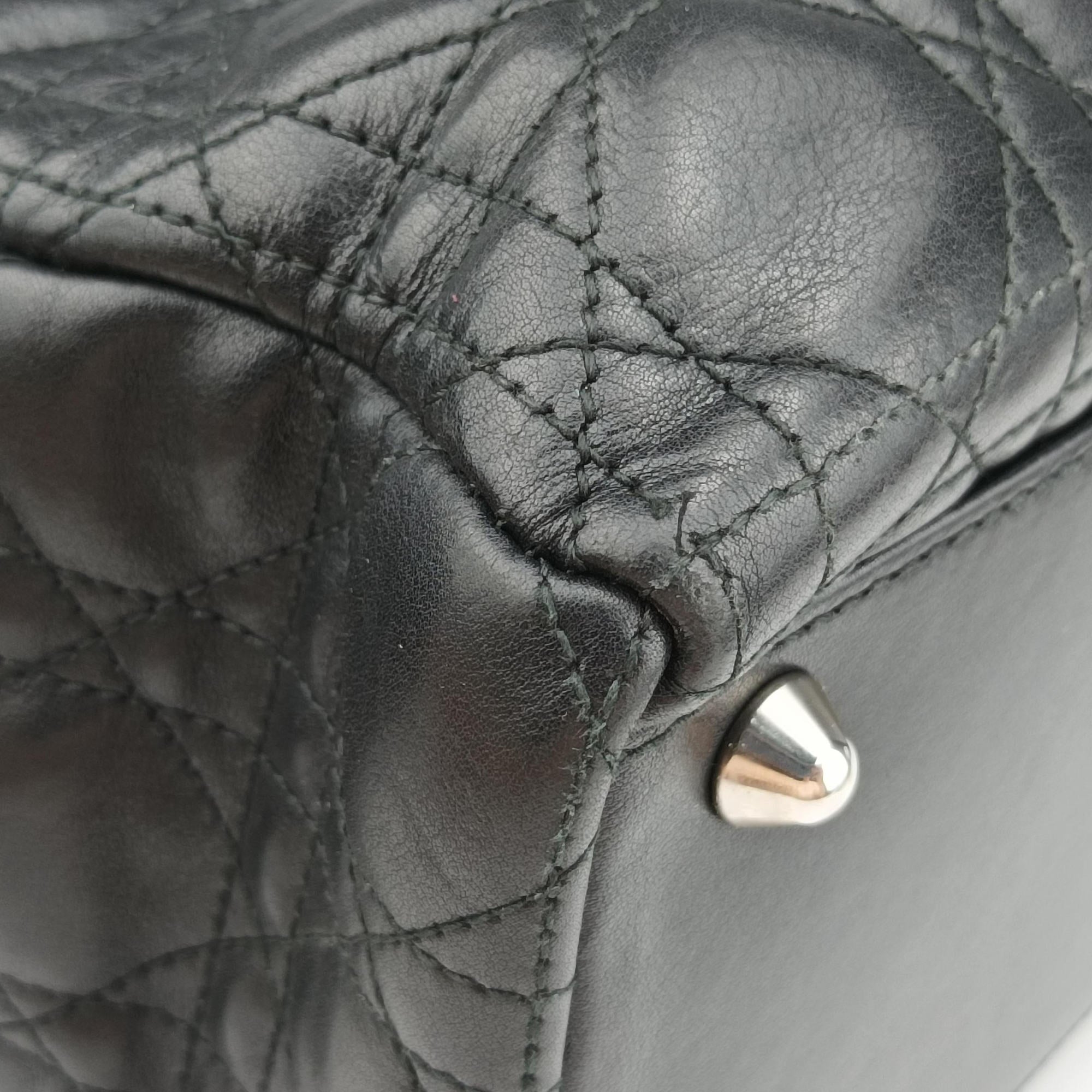 Pre-owned Christian Dior Lady Dior Black lambskin  shoulderbag | stylenewstar
