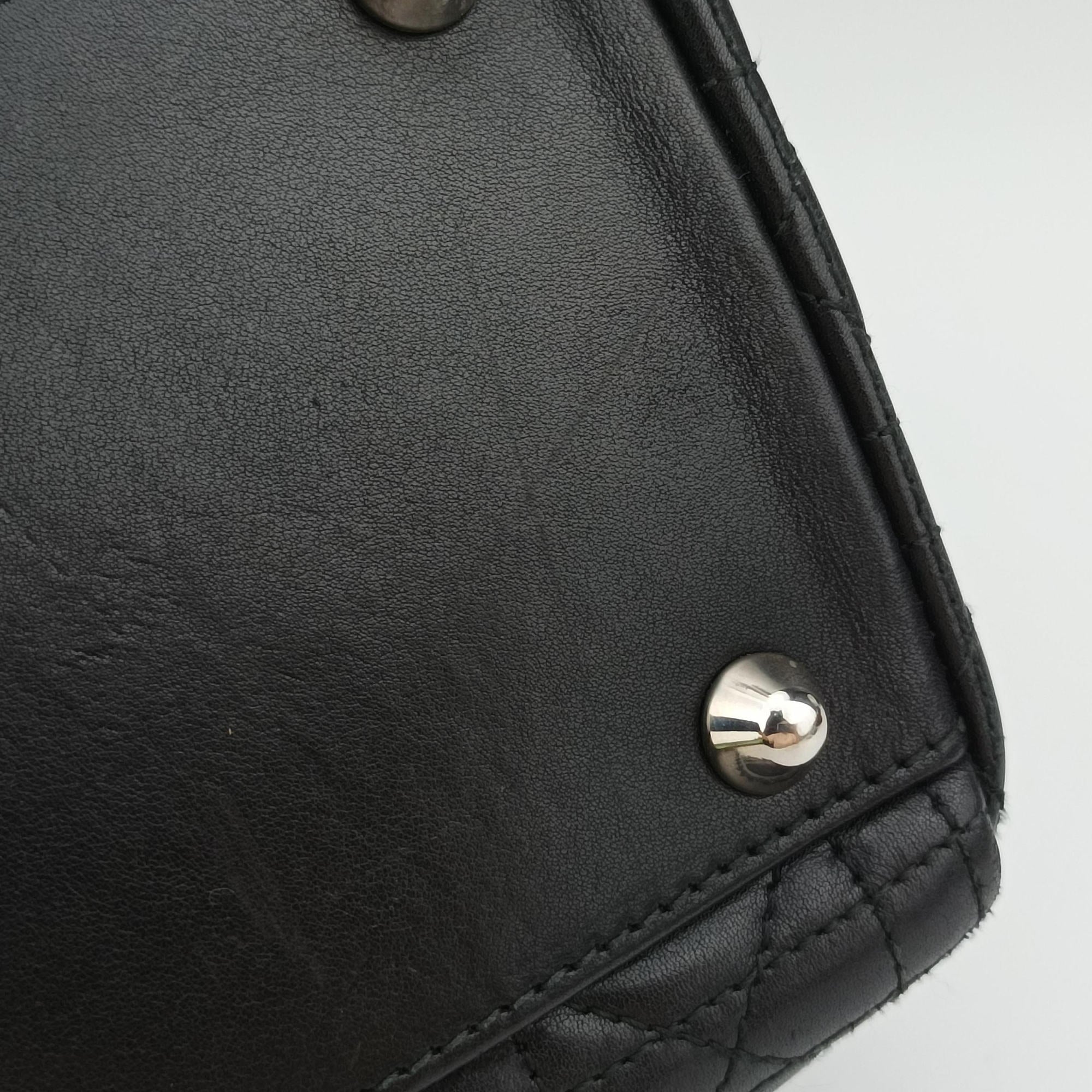 Pre-owned Christian Dior Lady Dior Black lambskin  shoulderbag | stylenewstar