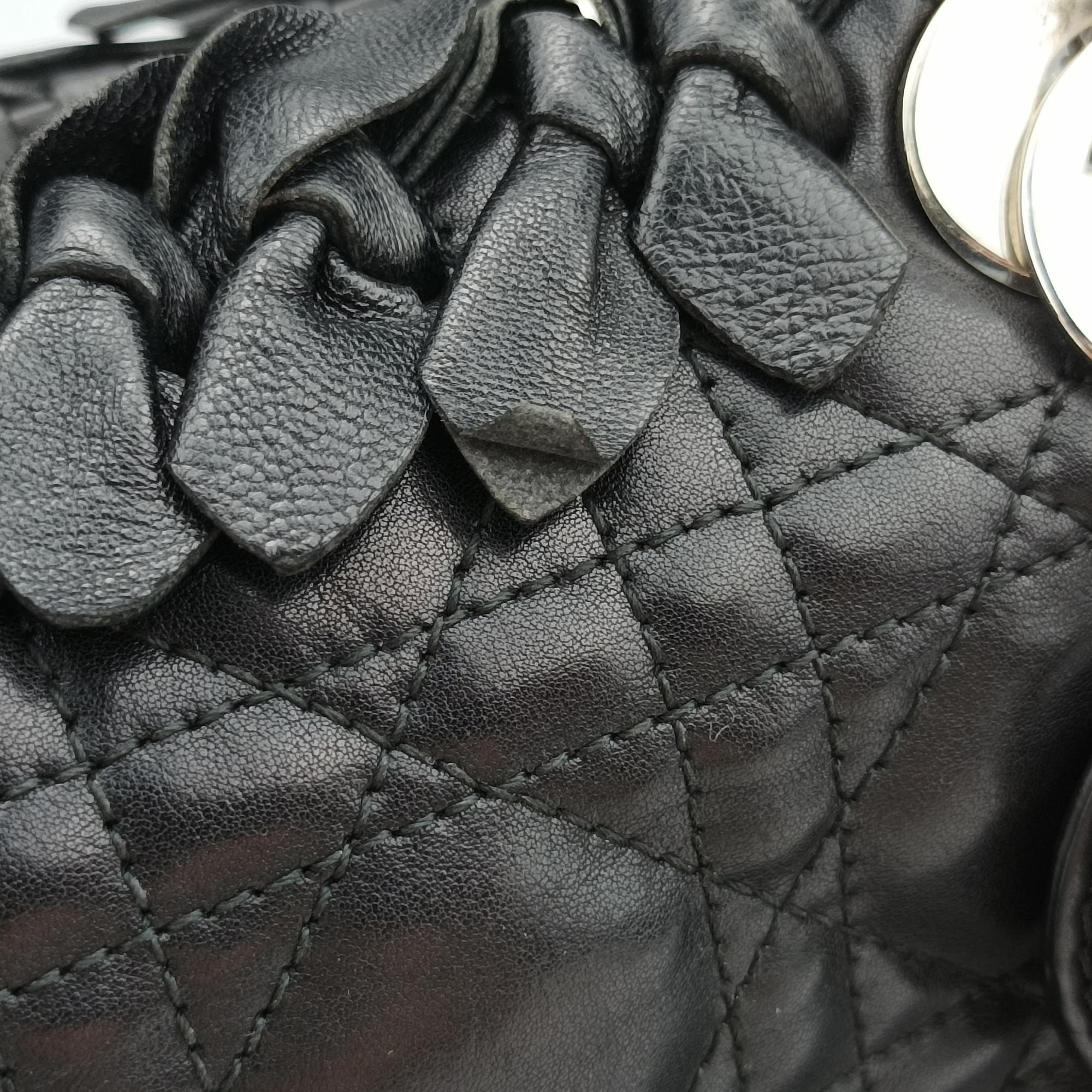 Pre-owned Christian Dior Lady Dior Black lambskin  shoulderbag | stylenewstar