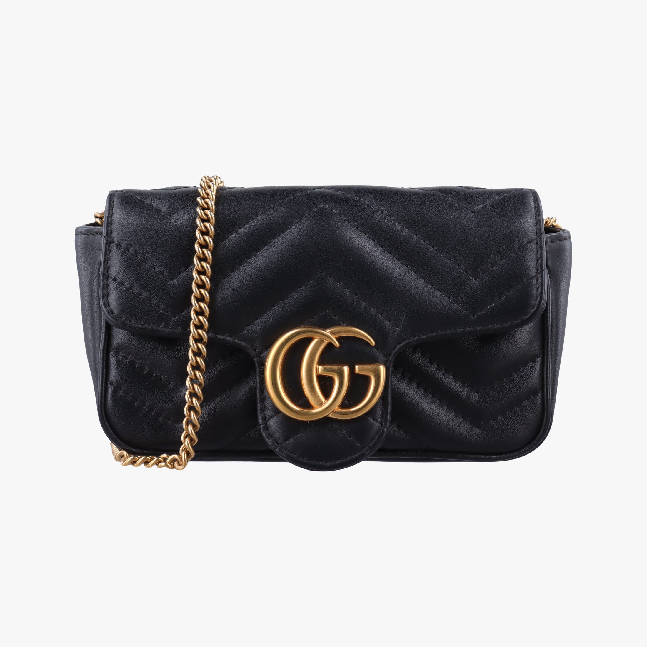 Pre-owned Gucci GG Marmont Black Leather 476433 shoulderbag | stylenewstar
