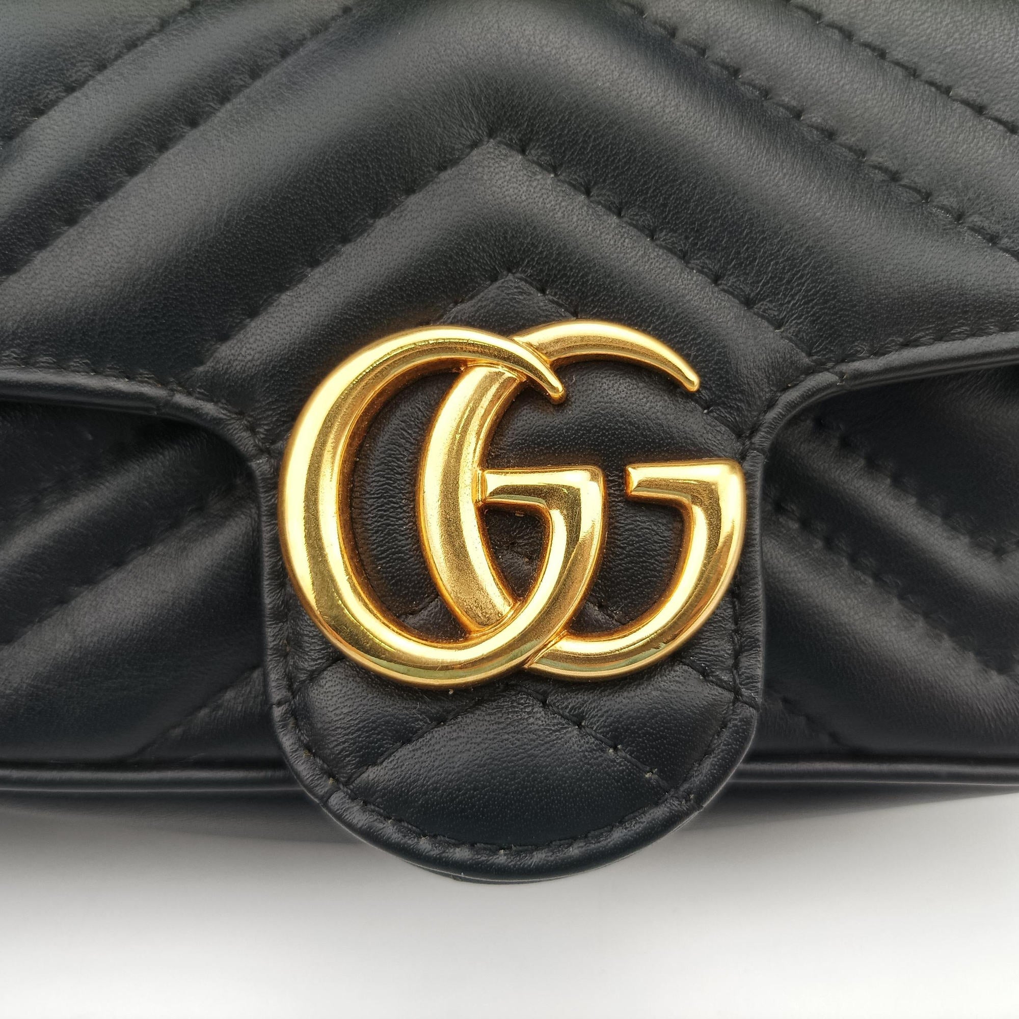 Pre-owned Gucci GG Marmont Black Leather 476433 shoulderbag | stylenewstar