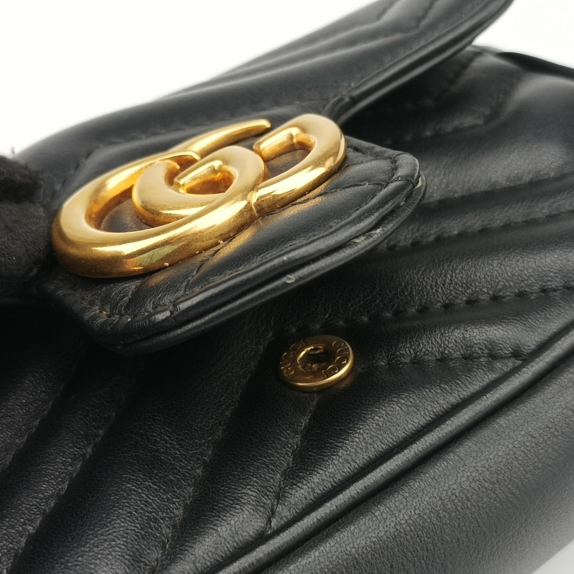 Pre-owned Gucci GG Marmont Black Leather 476433 shoulderbag | stylenewstar