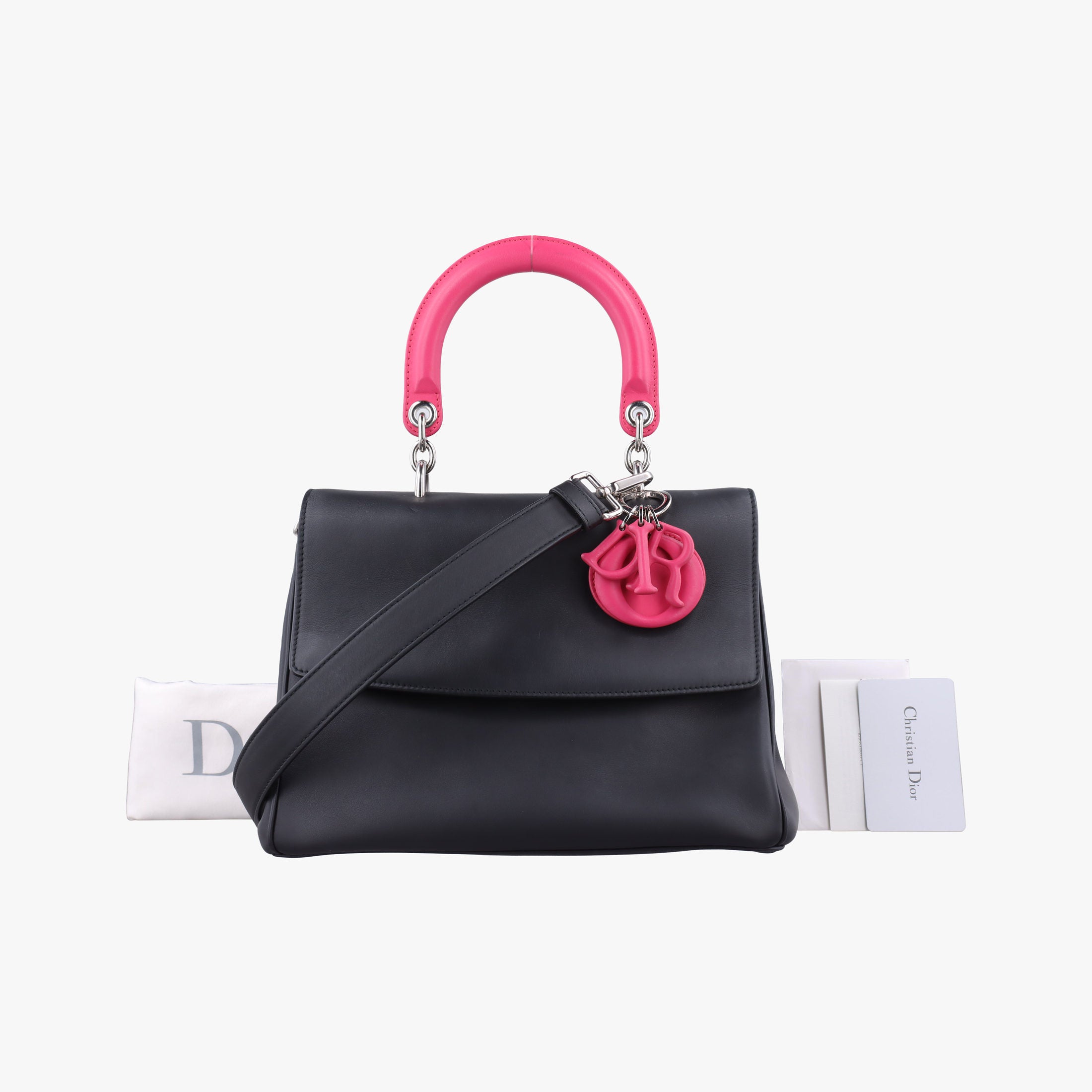 Pre-owned Christian Dior Be Dior Black × Rose Red Leather  shoulderbag | stylenewstar
