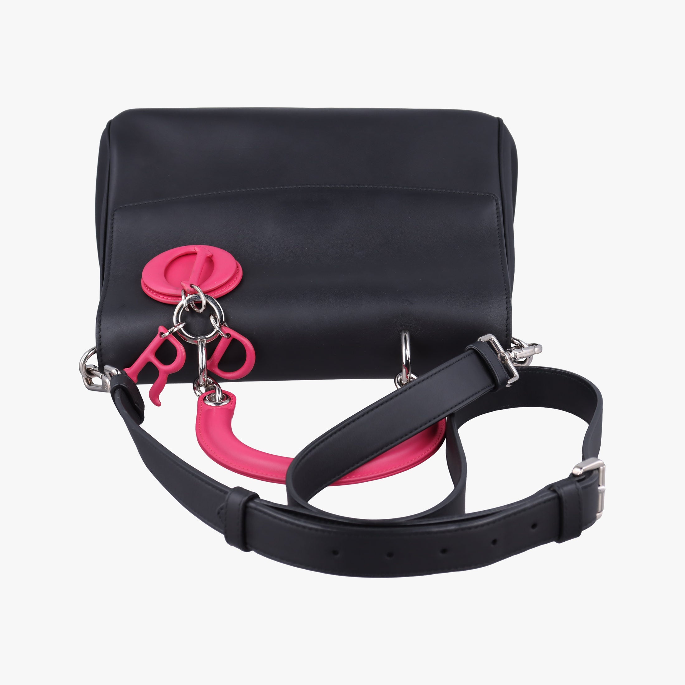 Pre-owned Christian Dior Be Dior Black × Rose Red Leather  shoulderbag | stylenewstar