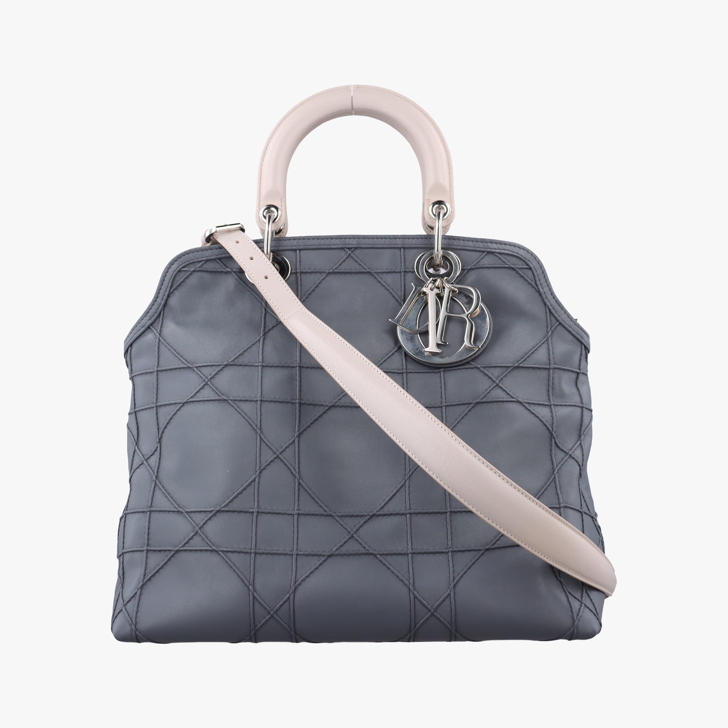 Secondhand Christian Dior granville Gray × Pink lambskin  shoulderbag | stylenewstar