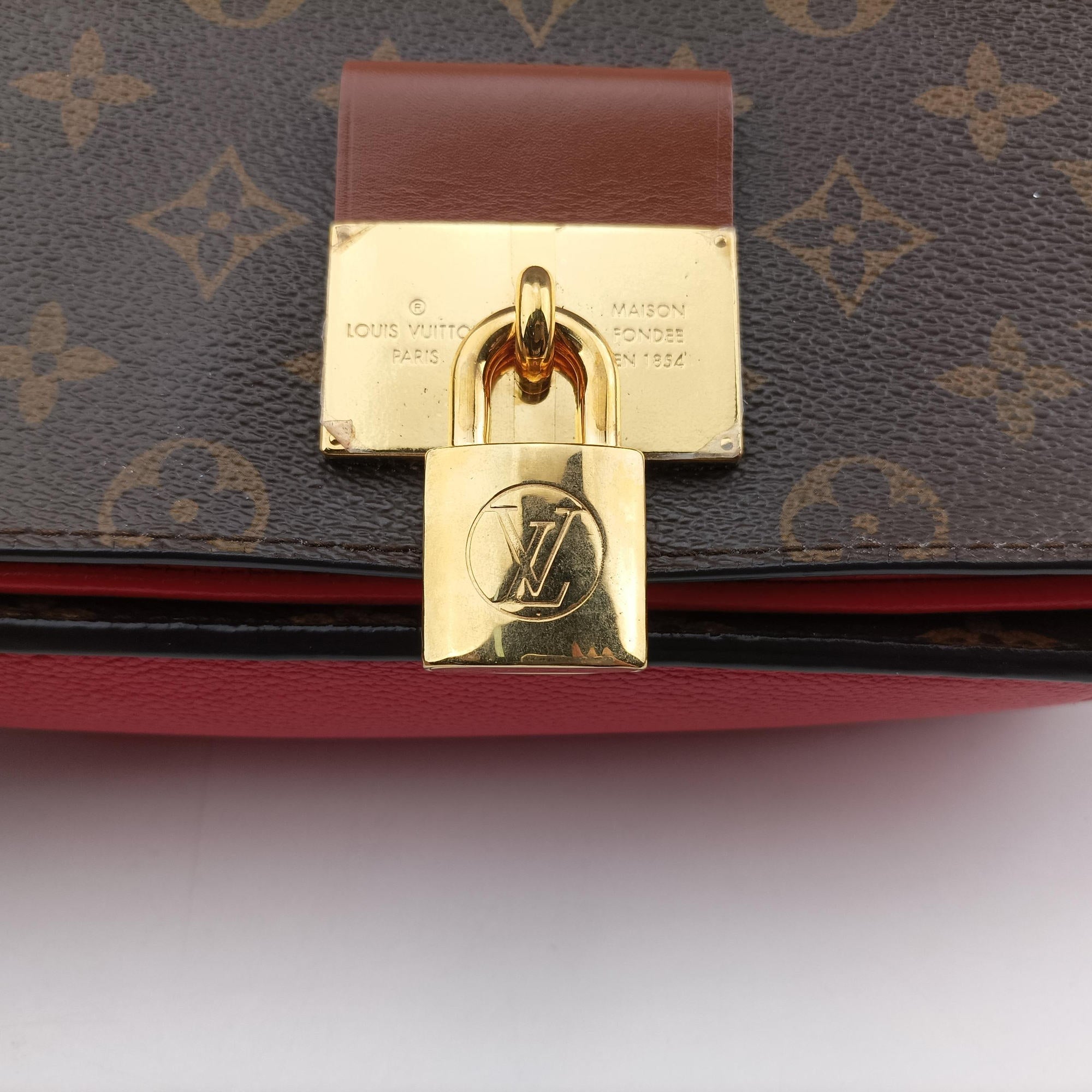 Pre-owned Louis Vuitton VaugirardPM Brown × Coquelicot Monogram Canvas×calf leather M44548 shoulderbag | stylenewstar
