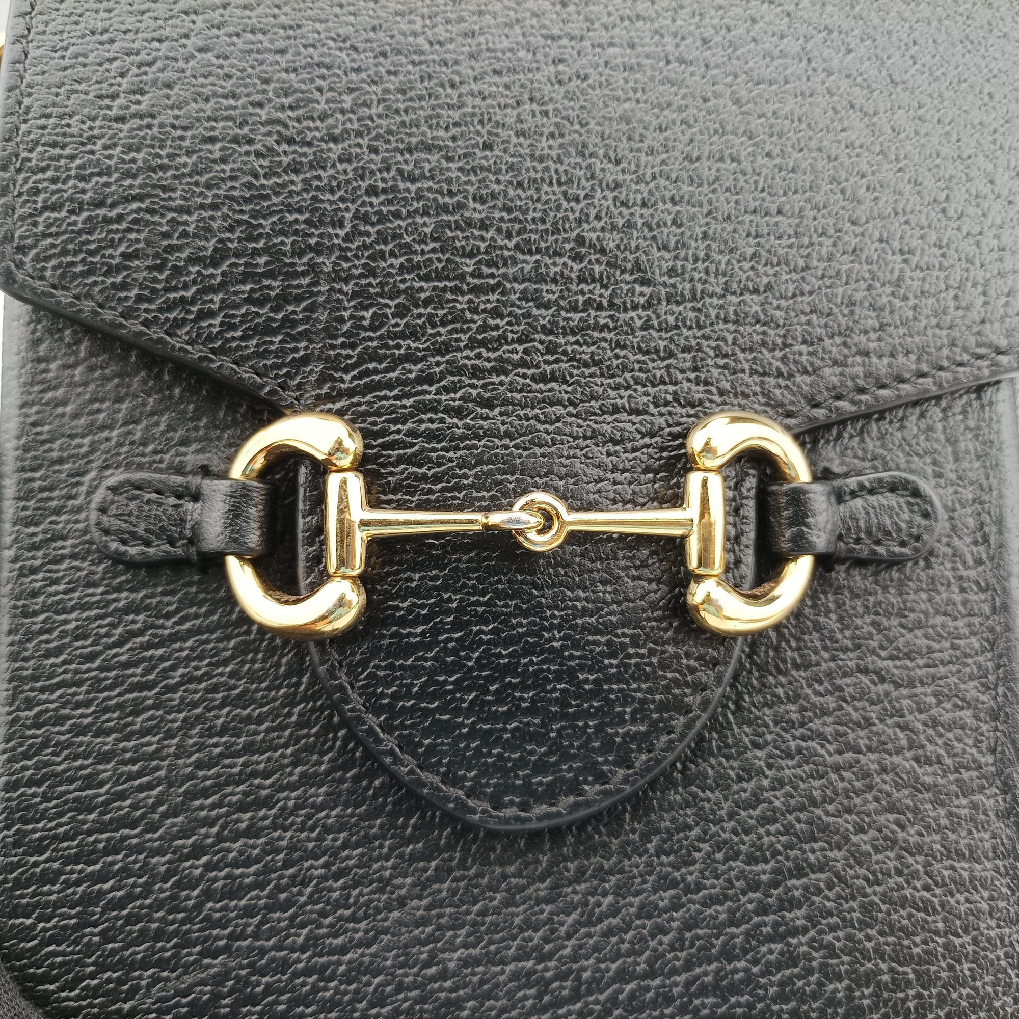 Pre-owned Gucci Horsebit 1955 Black Leather 732302 shoulderbag | stylenewstar