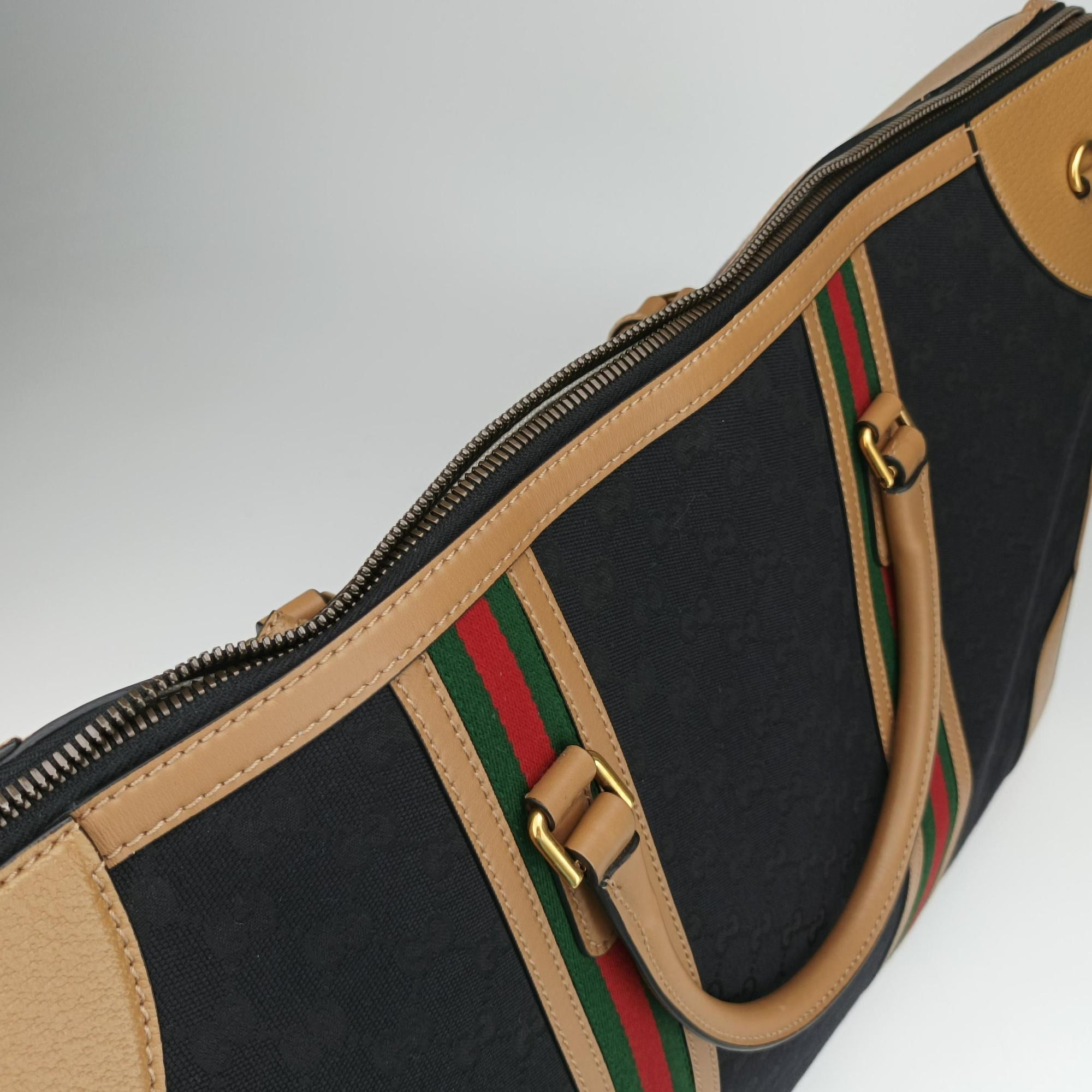 Secondhand Gucci Ophidia Black × Brown × Multicolor Leather×Canvas 715774 shoulderbag | stylenewstar