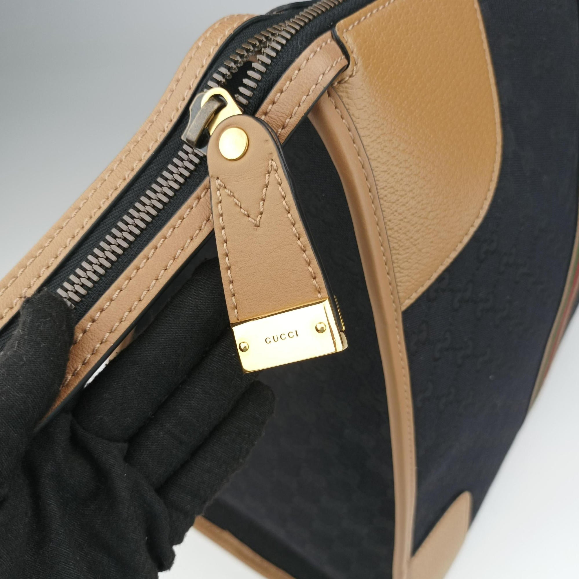 Secondhand Gucci Ophidia Black × Brown × Multicolor Leather×Canvas 715774 shoulderbag | stylenewstar