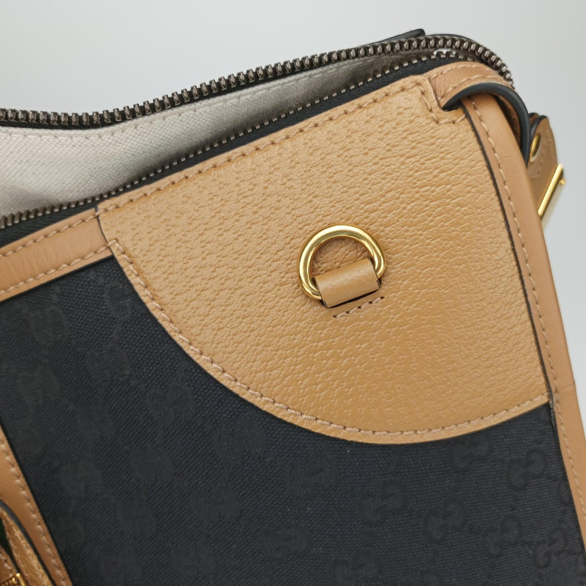 Secondhand Gucci Ophidia Black × Brown × Multicolor Leather×Canvas 715774 shoulderbag | stylenewstar